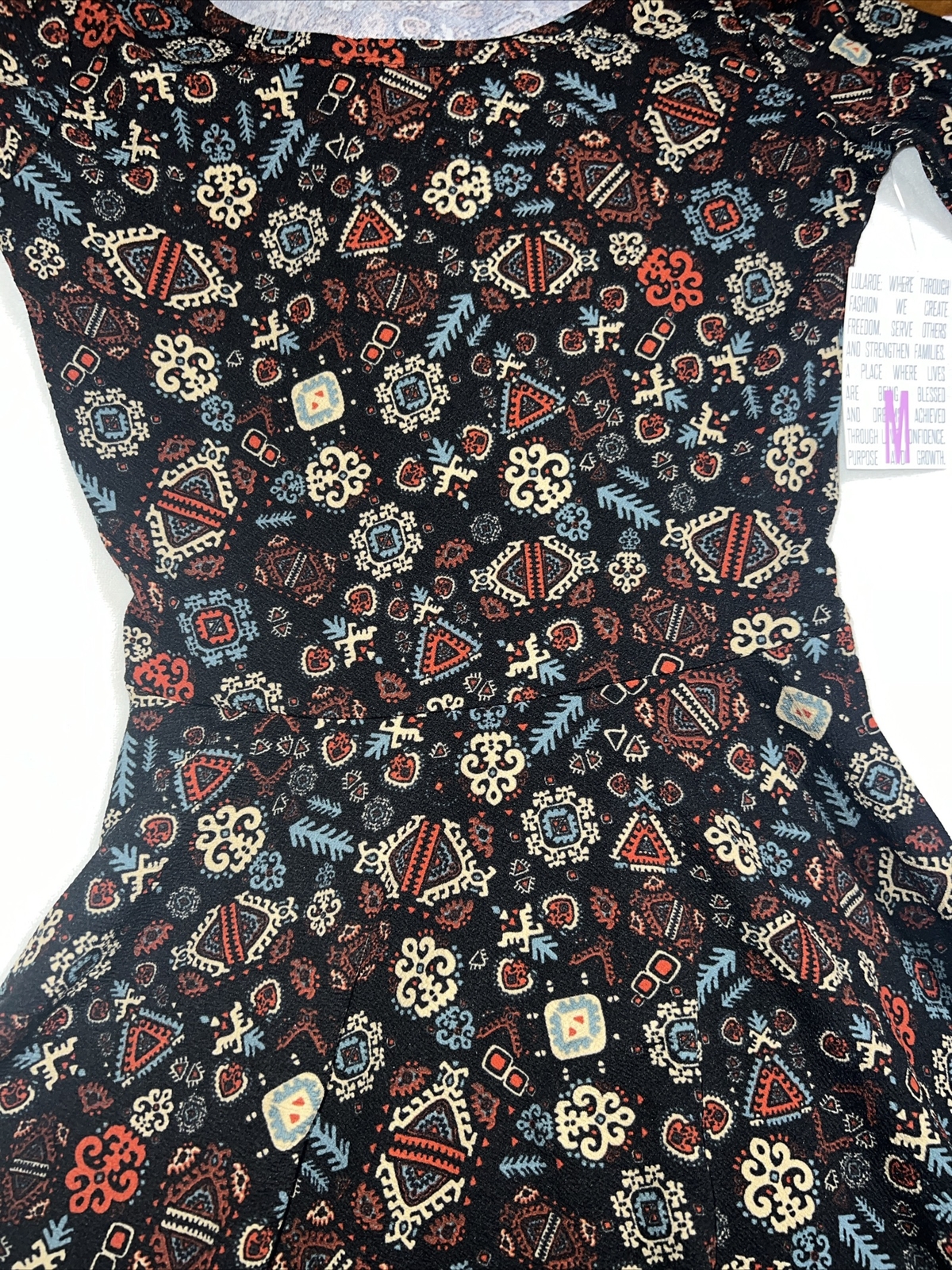 Lularoe Nicole Dress 🦄 Medium 10/12 8/10 Black Gold Red Floral Damask Vintage M