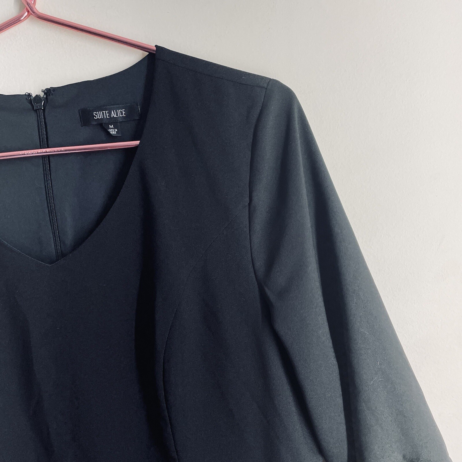 Suite Alice Tailored Bell Sleeve Black Dress Size M