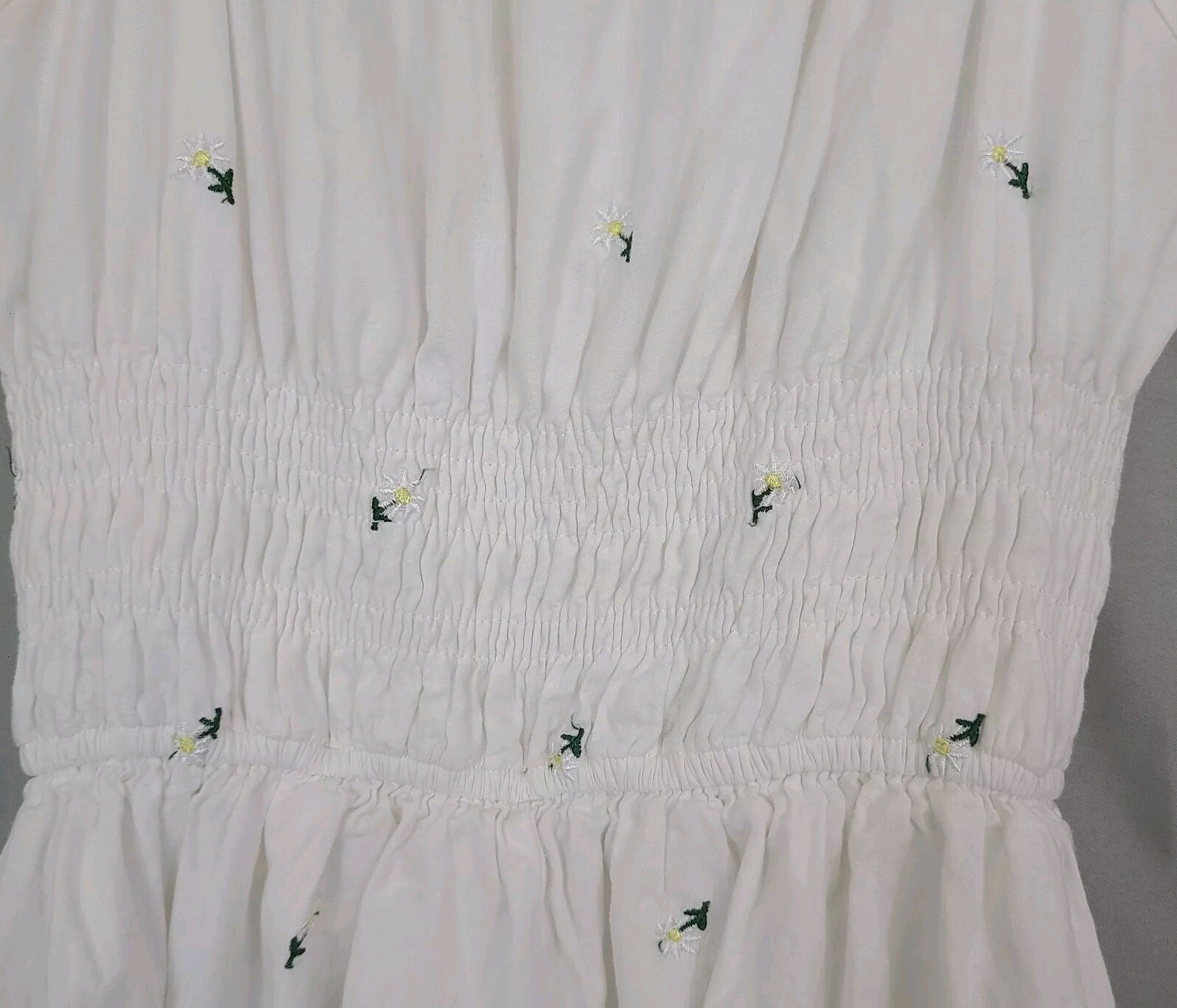 Dazy Sundress small shoulder ties embroidery daisy fairy ruching romantic girlie