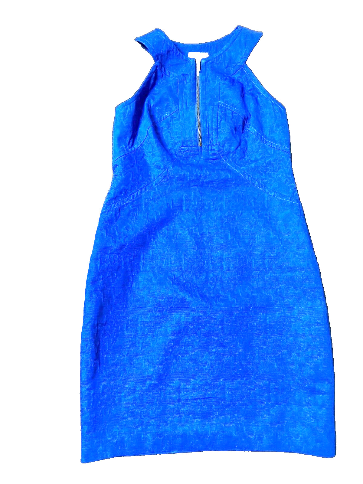 NWT~MUSE Royal Blue Textured Jacquard 100% Cotton Dress~8~Ret $159