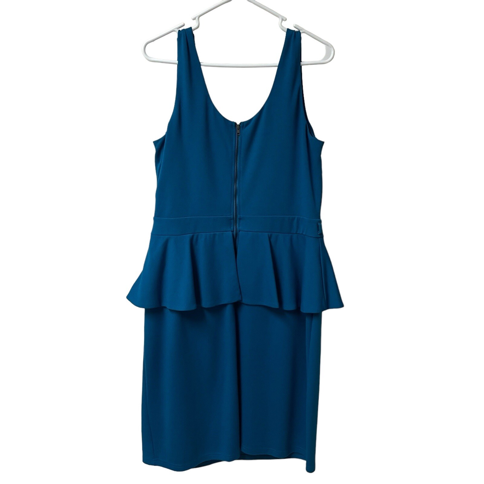 City Chic Trendy Teal Blue Sleeveless Scoop Neck Peplum Bodycon Dress Size 14