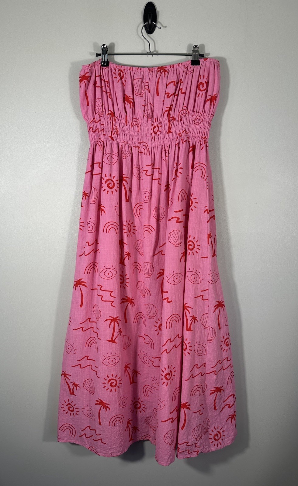 Billy J Dress Womens XL Pink Strapless Cotton Beach Vacation Resort Boho
