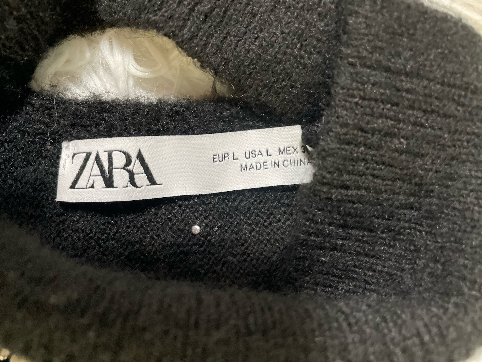ZARA Pearl Rhinestone Mock Neck Posh Glam Classy Bling Y2K Knit Dress Black L