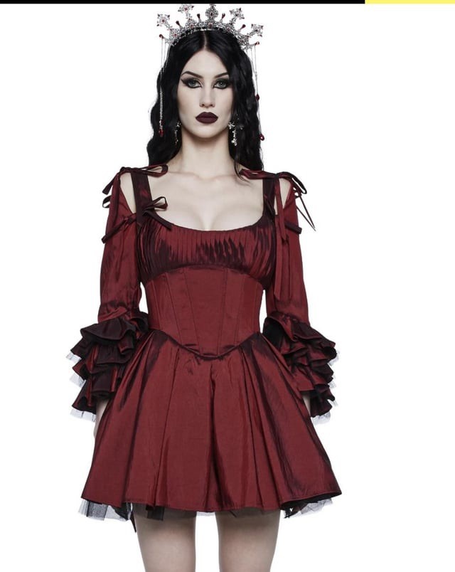 Dollskill Widow Haunted Mini Vampire Goth Dress Sz L Red