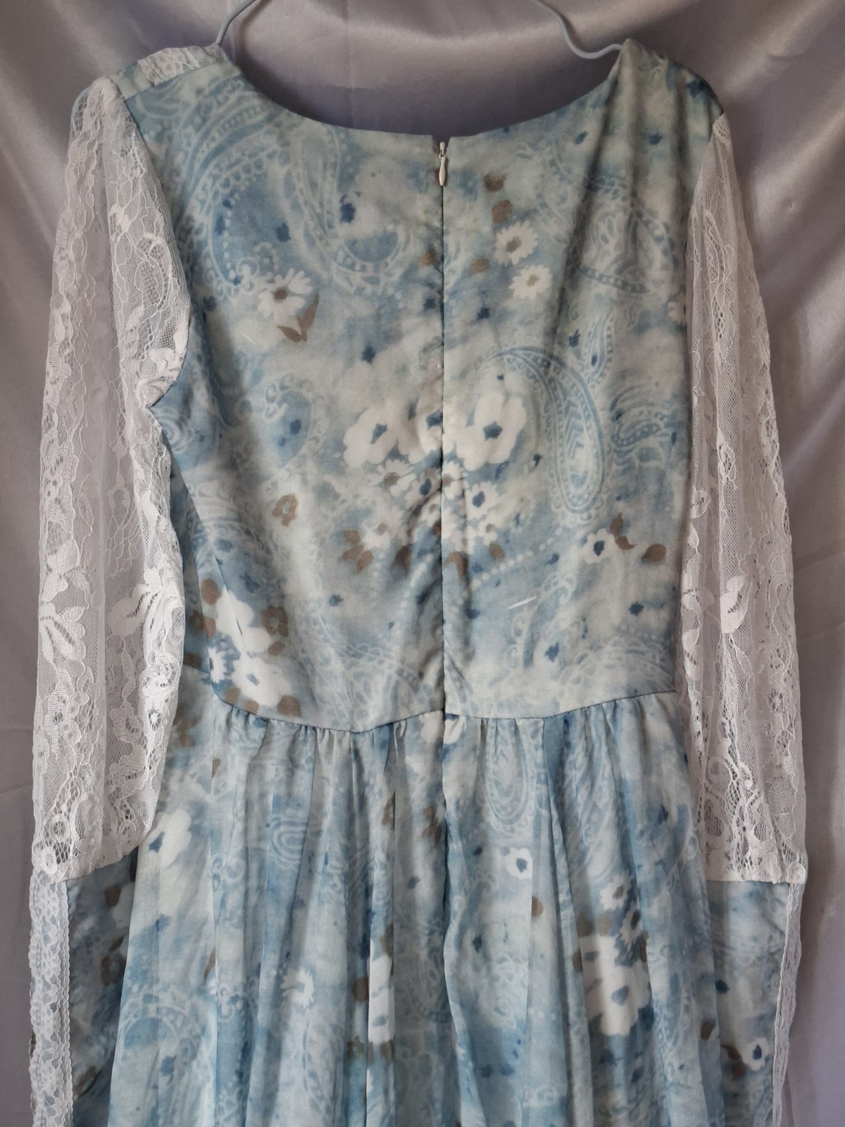 Vintage Style 70s Boho Prairie Maxi Dress Lace Floral Paisley Hippie NO TAGS M