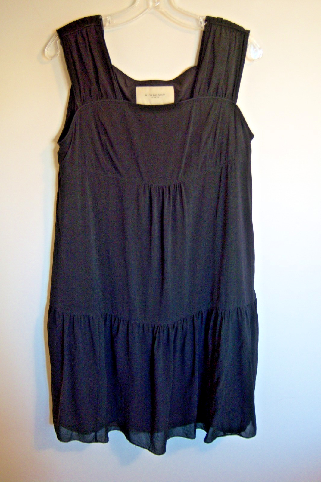 Burberry London Black Silk Tiered Sleeveless Lined Dress Size 12 (US)