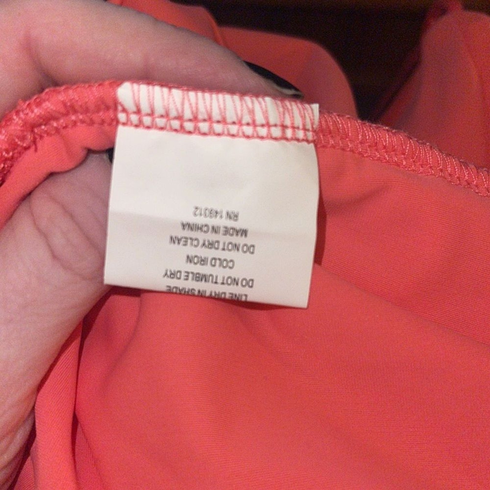 Saints + Secrets ladies Coral Ruched Mini Dress. Size large.