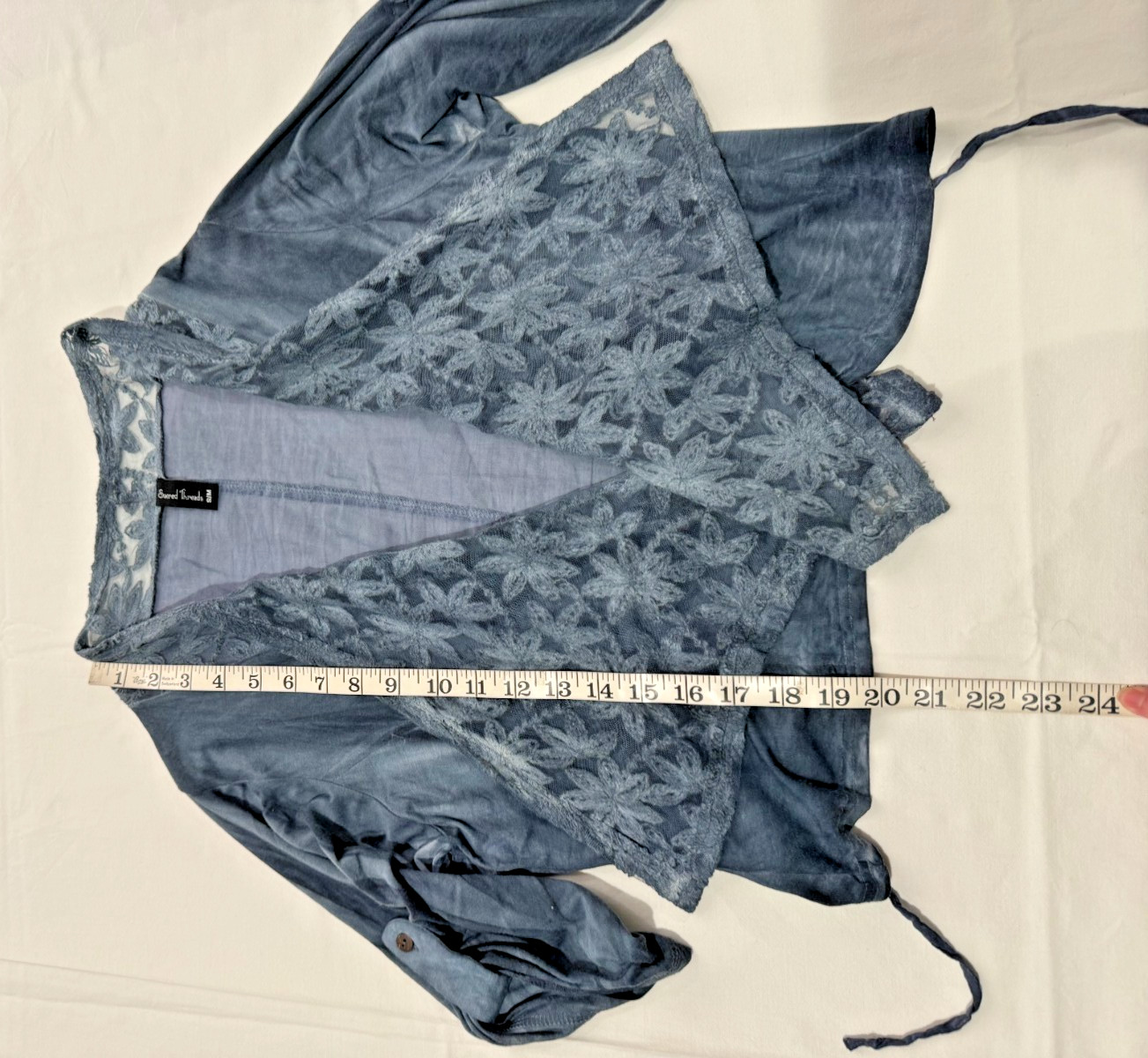 SACRED THREADS Embroidered Lace Tie Back Midi Dress w Jacket & Scarf Boho S/M