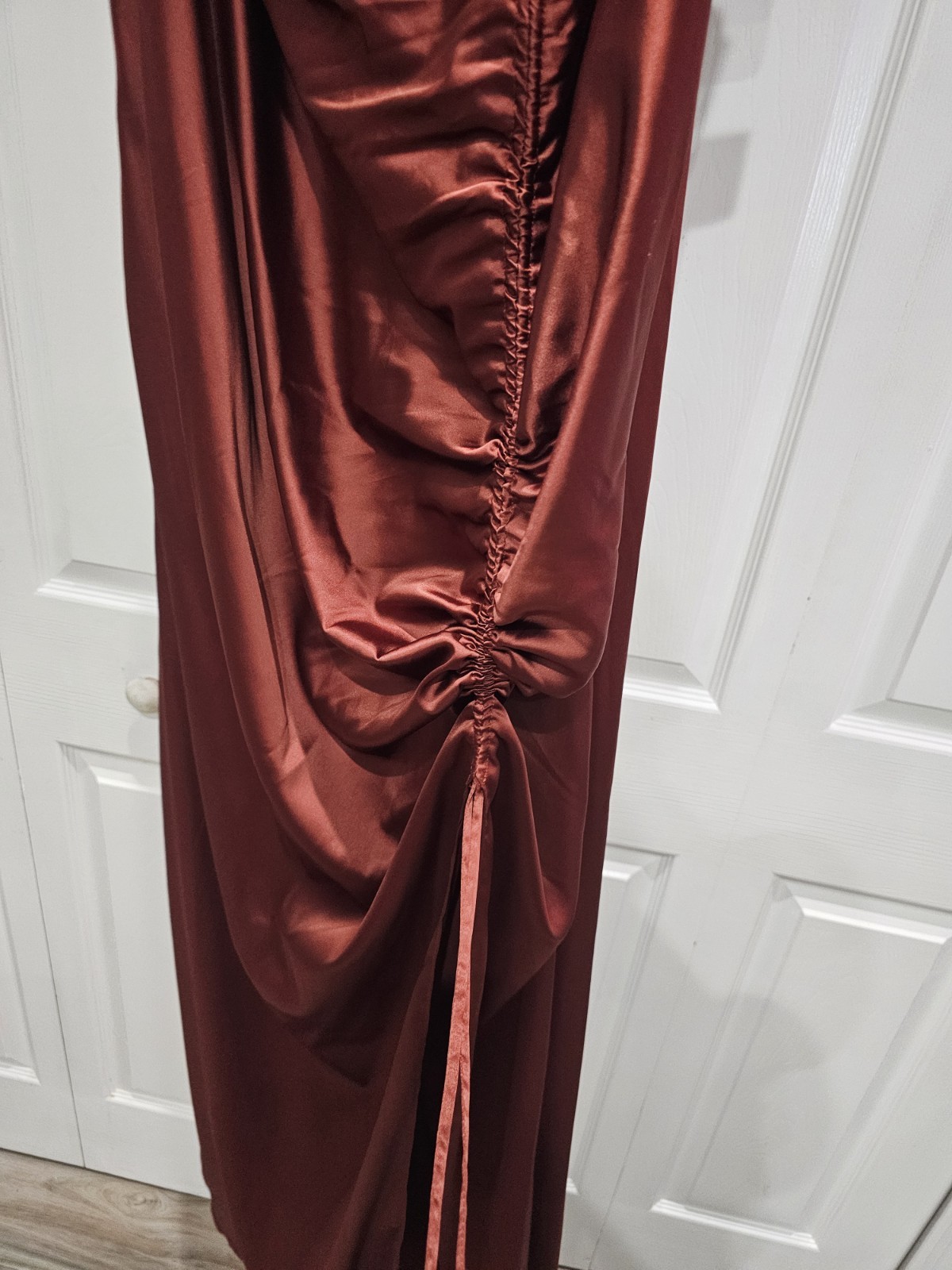 DB Studio Drawstring Dress Brown Satin