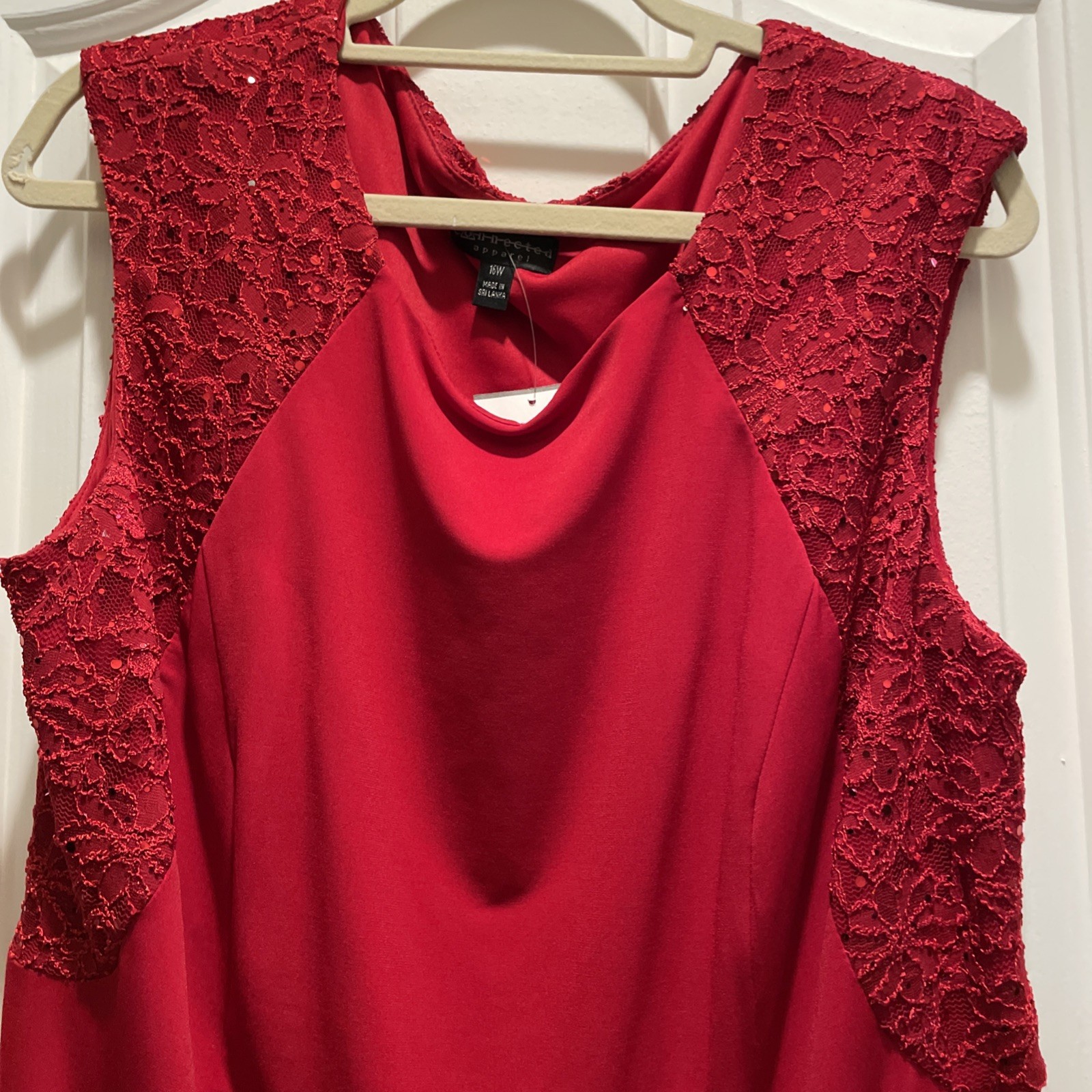Connected Apparel 18w Red Sequin/Lace Long dress NWT