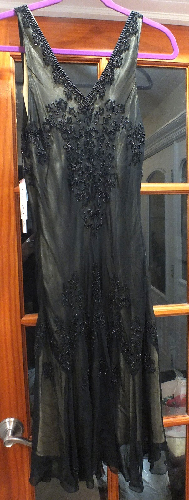 Beautiful Scala Beaded Black Silk Women’s Dress Sz. XL Brand New/Tags