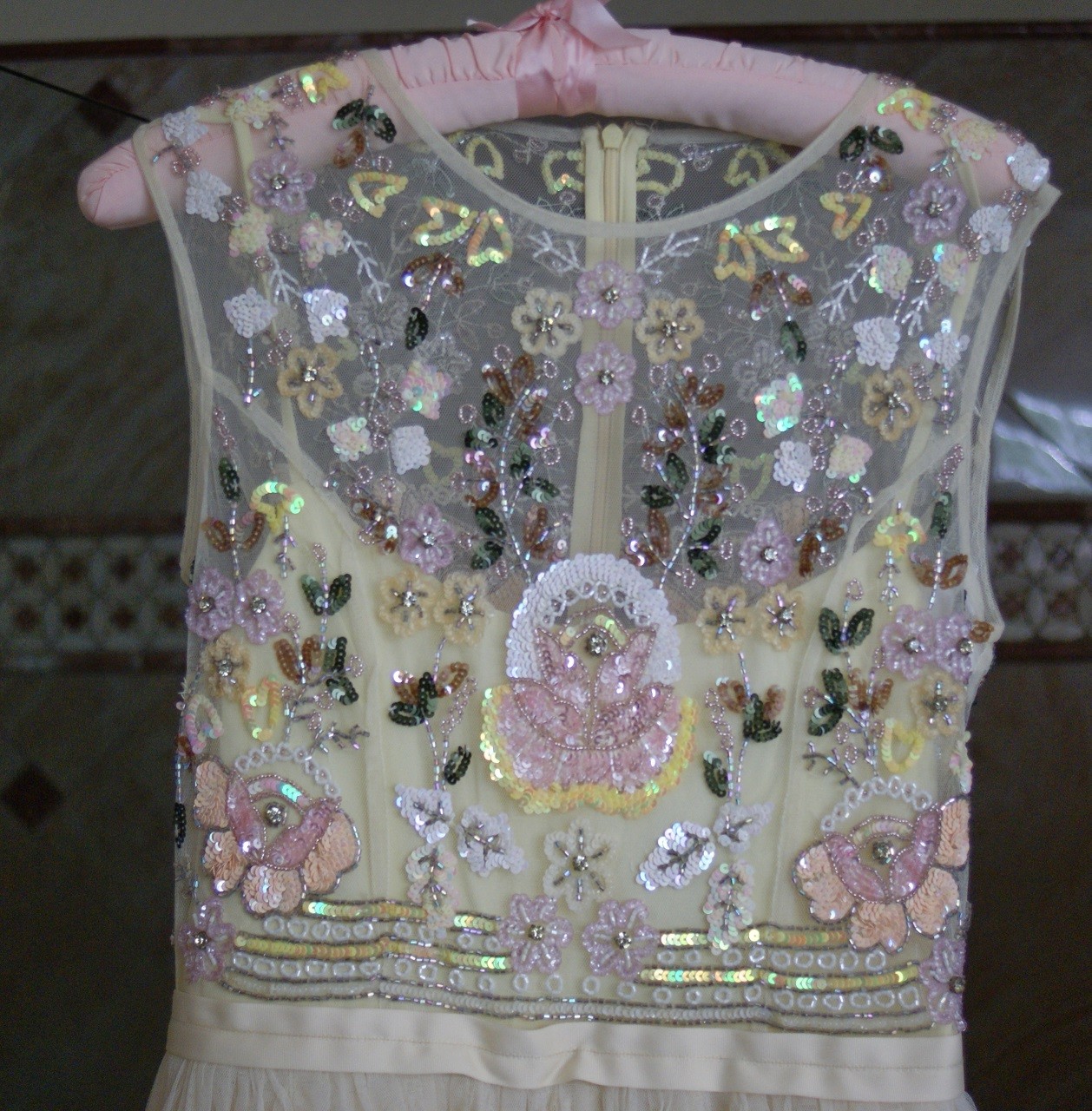 Needle & Thread Floral Embellished Tulle Gown (size 4)