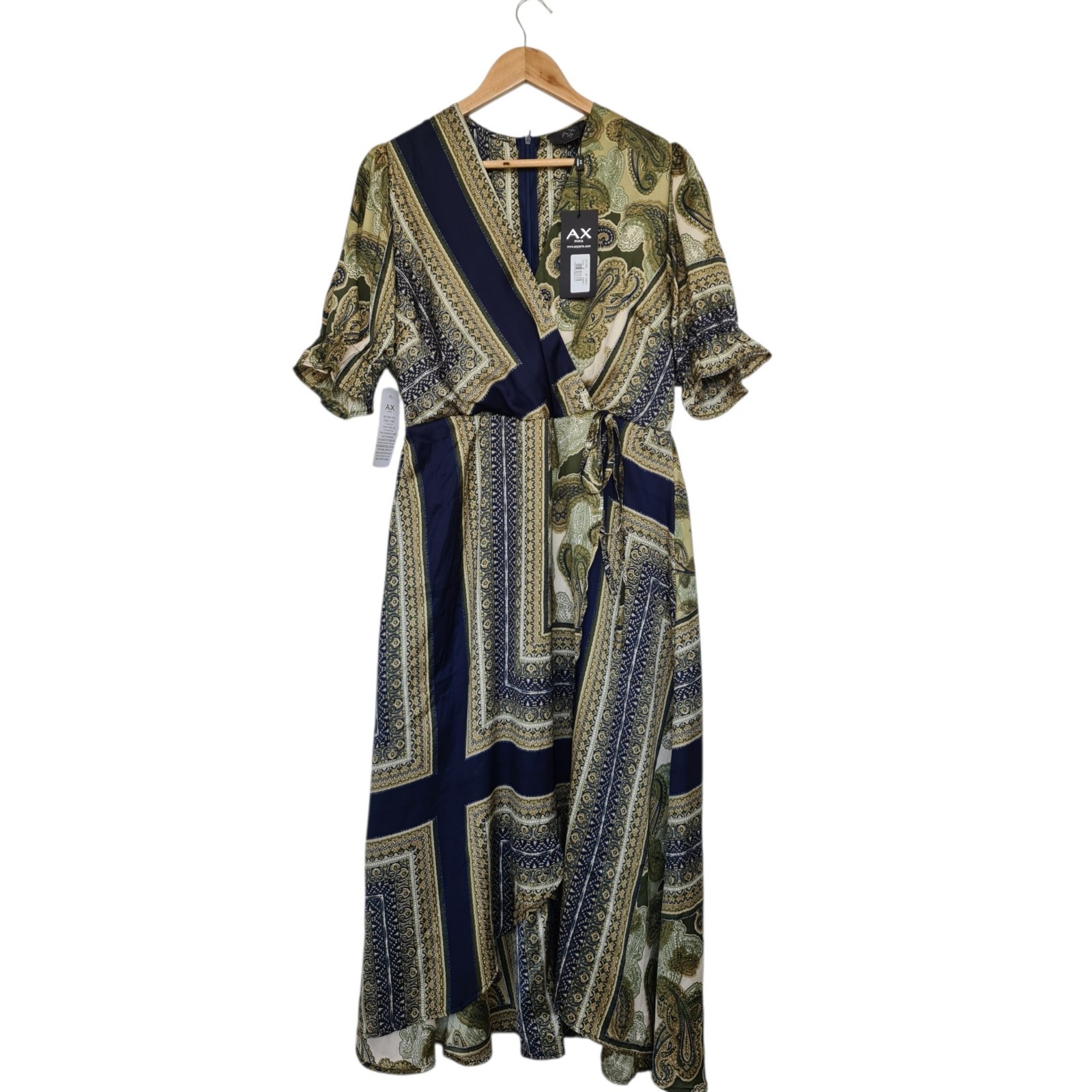 AX Paris Women’s Scarf Print- Wrap Midi Dress. Size 16- NWT