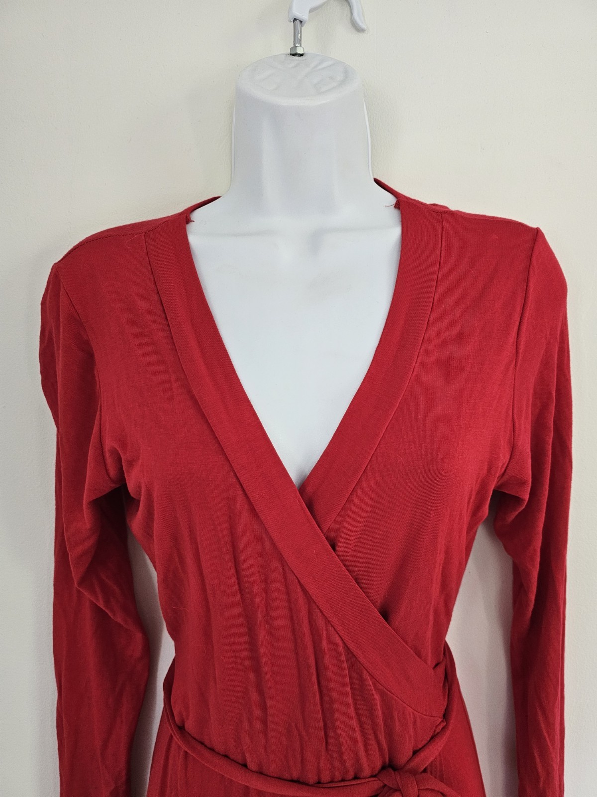 Got Style USA Red Wrap Crossover Maxi Dress size Medium Long Sleeve V-Neck
