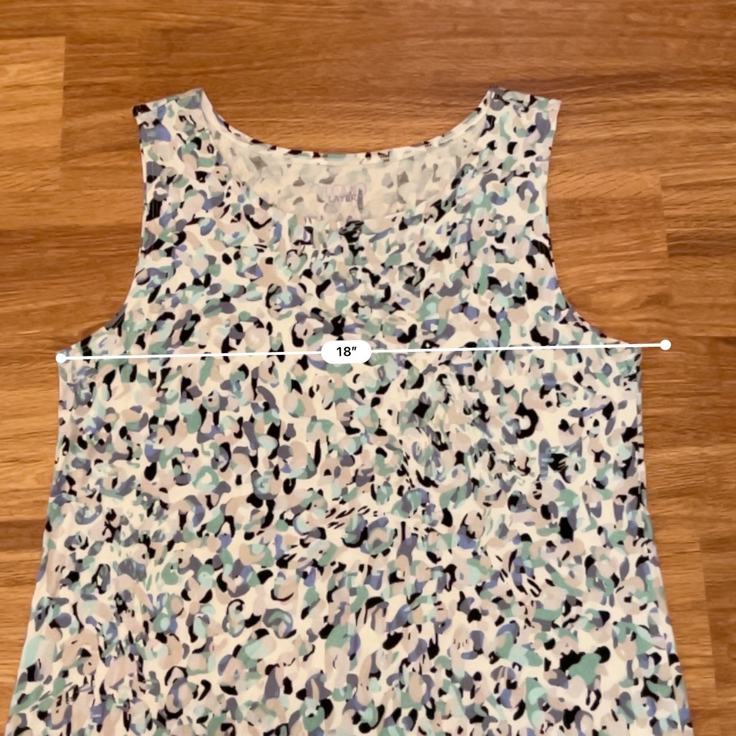 Womens Logo Layers Sleeveless Shift Dress Blue Mint Abstract Print Ruffle Hem L
