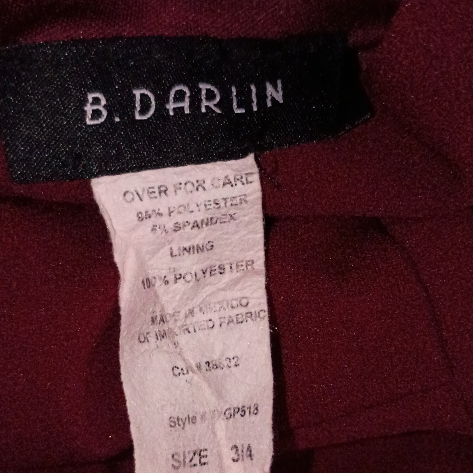 B. Darlin Burgundy Fit & Flare Dress Juniors 3/4 Lined Bow Back Zip GP518