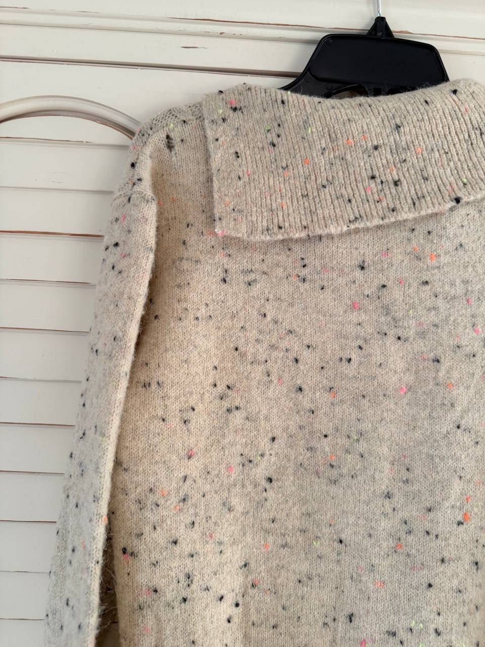 Sandra Darren Beige Speckled Cable Knit Sweater Dress Size L NWT Cozy Chic
