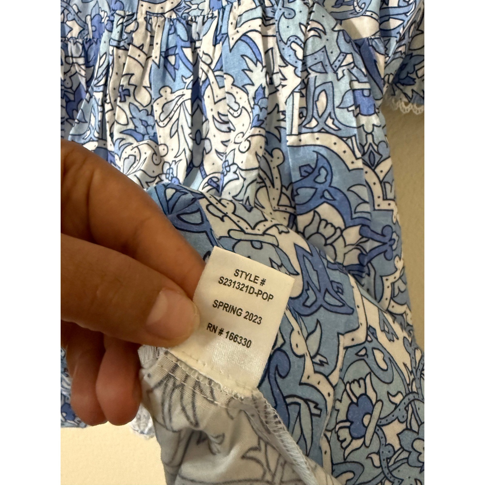 NWT Cartolina Nantucket Blue White Floral Cotton Tiered Mini Dress Sz M Cottage