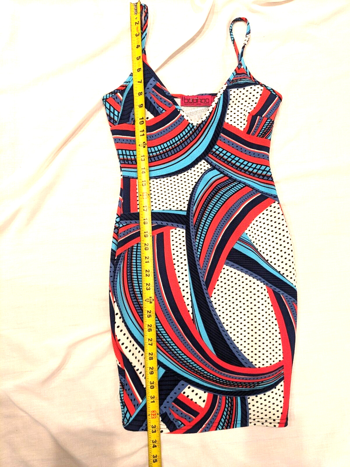 Boohoo Womens Cami/Sheath Shapely and Strapy Abstract Colorful Dress Sz: 4 Artsy