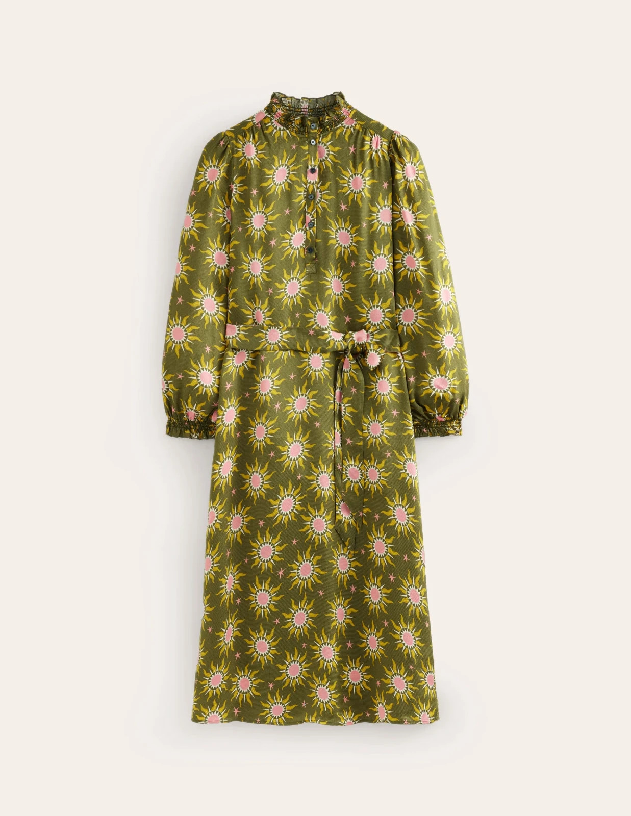Boden Jasmin Satin Midi Dress UK 8 /10 Petite Winter Moss Celestial