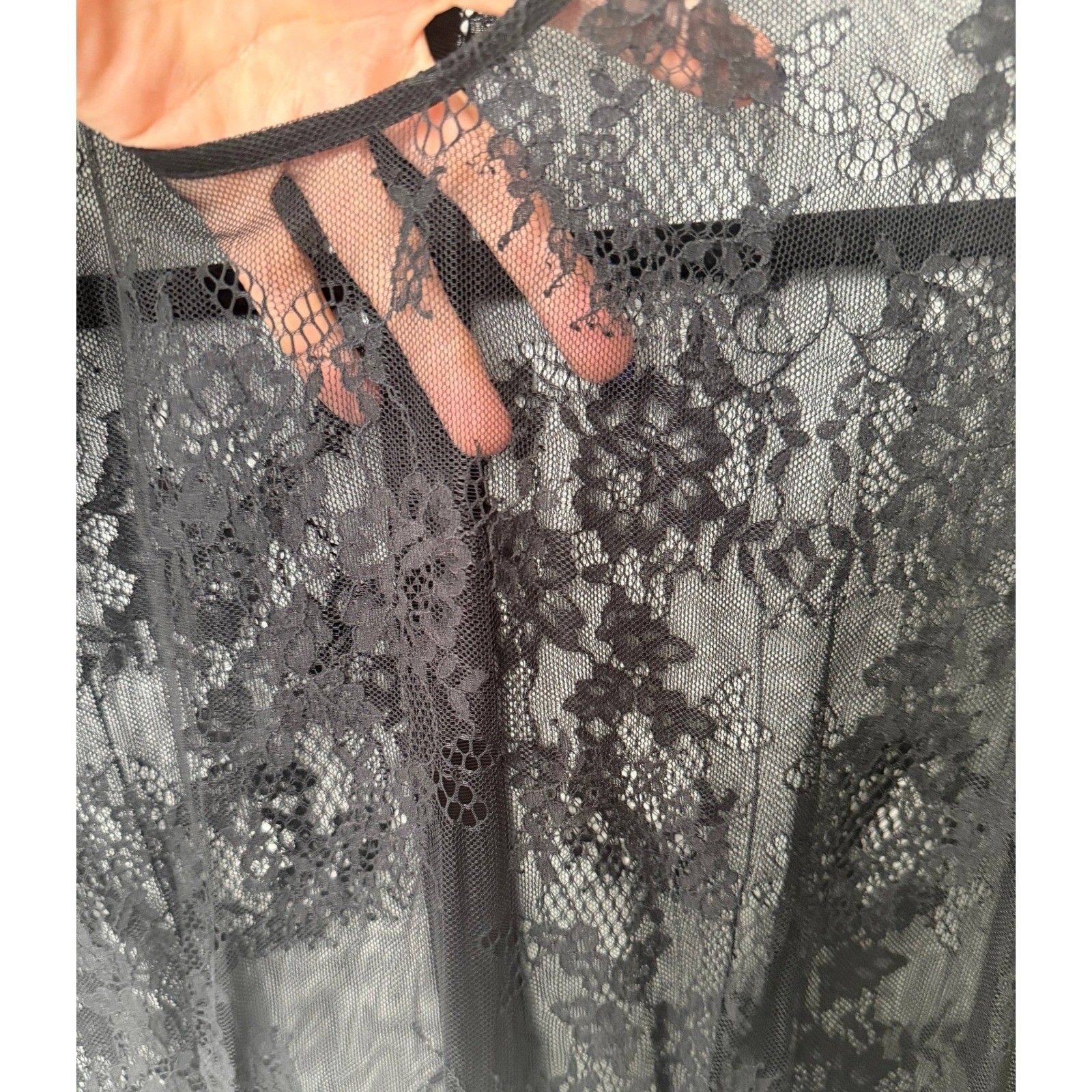 JNBY Womens Sheer Floral Lace Bell Sleeve Midi Dress Gothic Romantic Designer S