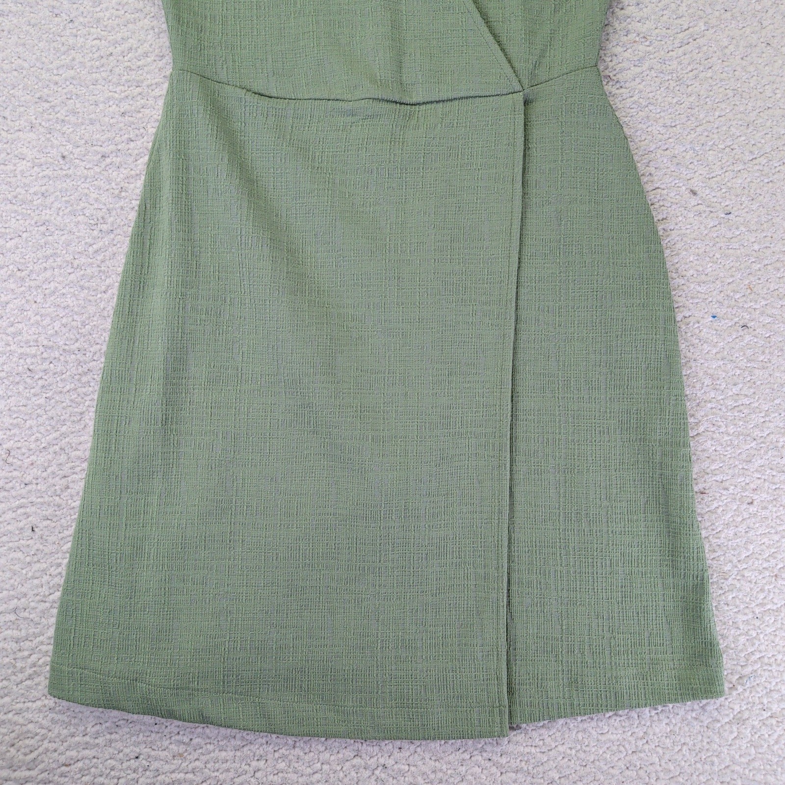 Madewell Sage Green Textured Faux Wrap Dress AL717 Womens XS Casual Short Sleeve