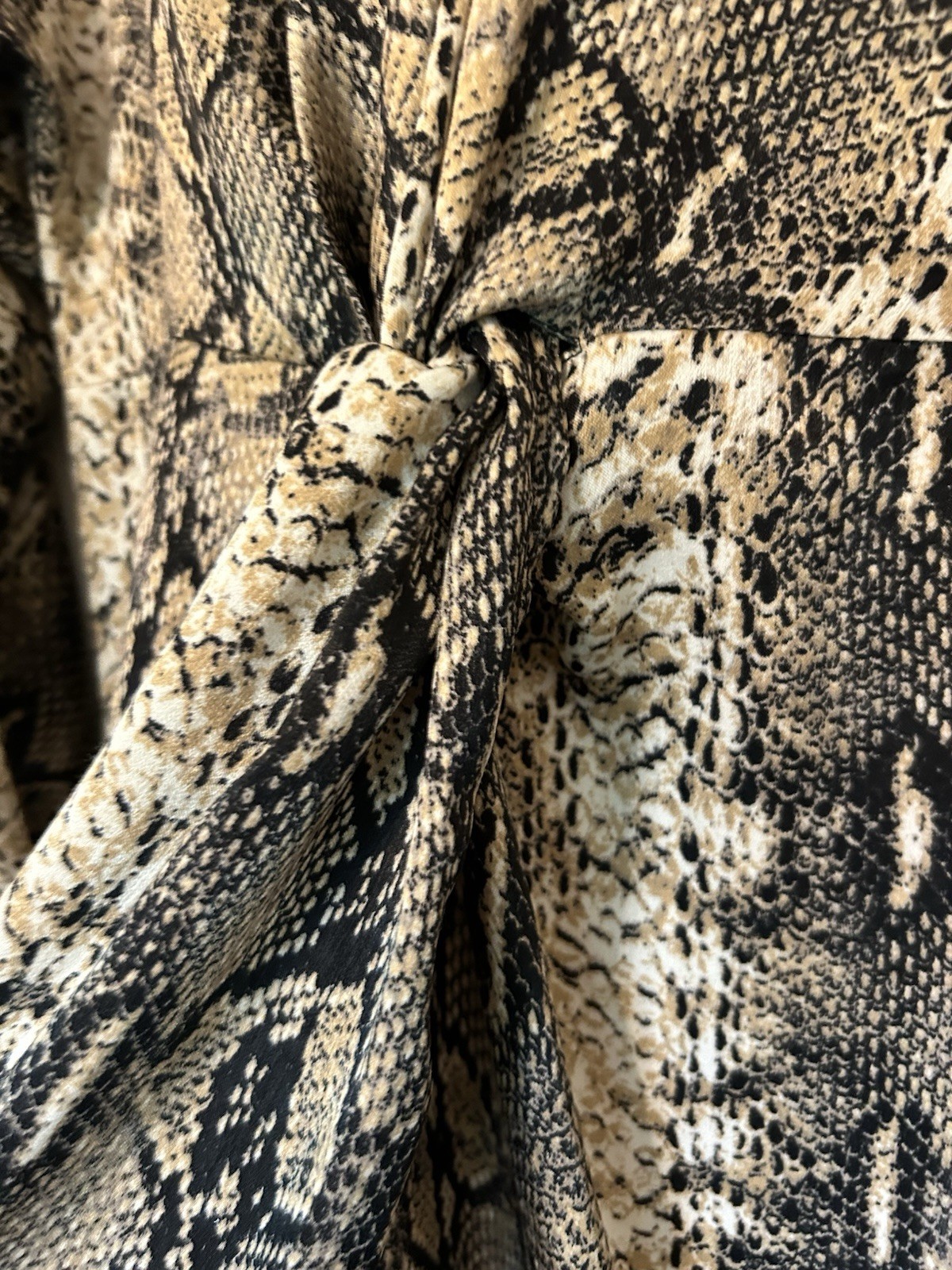 NWT Storia Size Small Snakeskin Dress Mini 3/4 Sleeve Ruched At Waist Party Boho