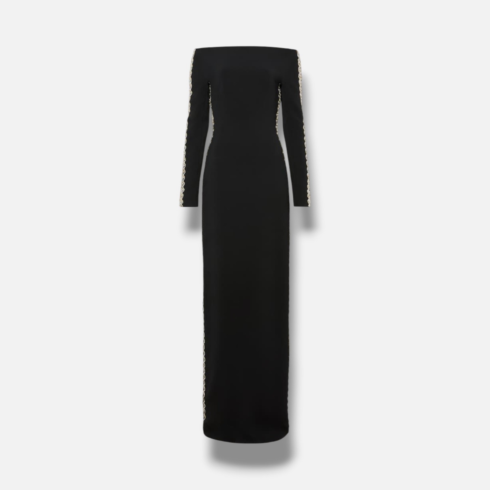 Jenny Packham Women’s Black Charisma Crystal Off-The-Shoulder Gown Dress Size 2