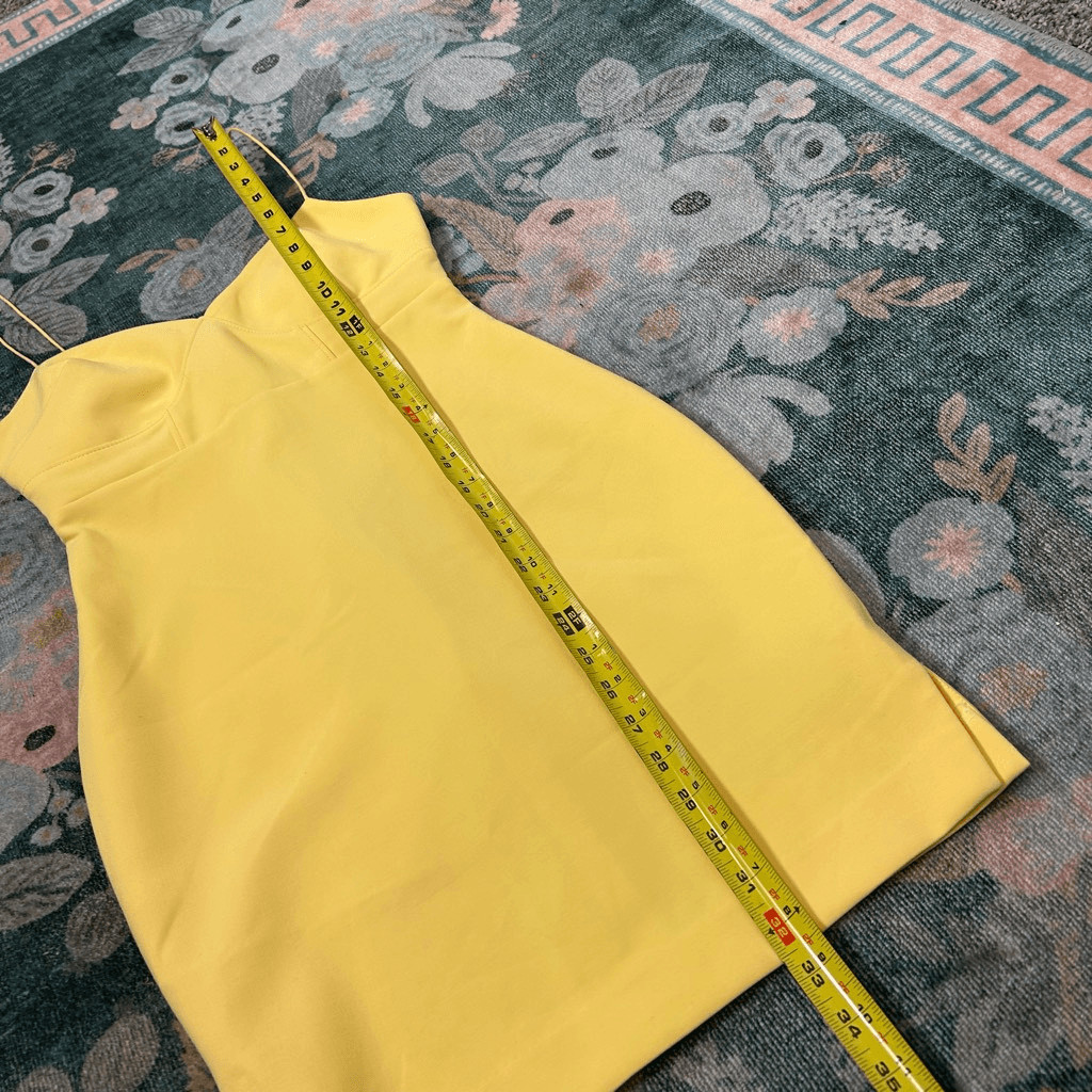 Likely Dress Pale Yellow Sleeveless Lined Side Slit V-Neck Mini Bodycon Sz 0 XS