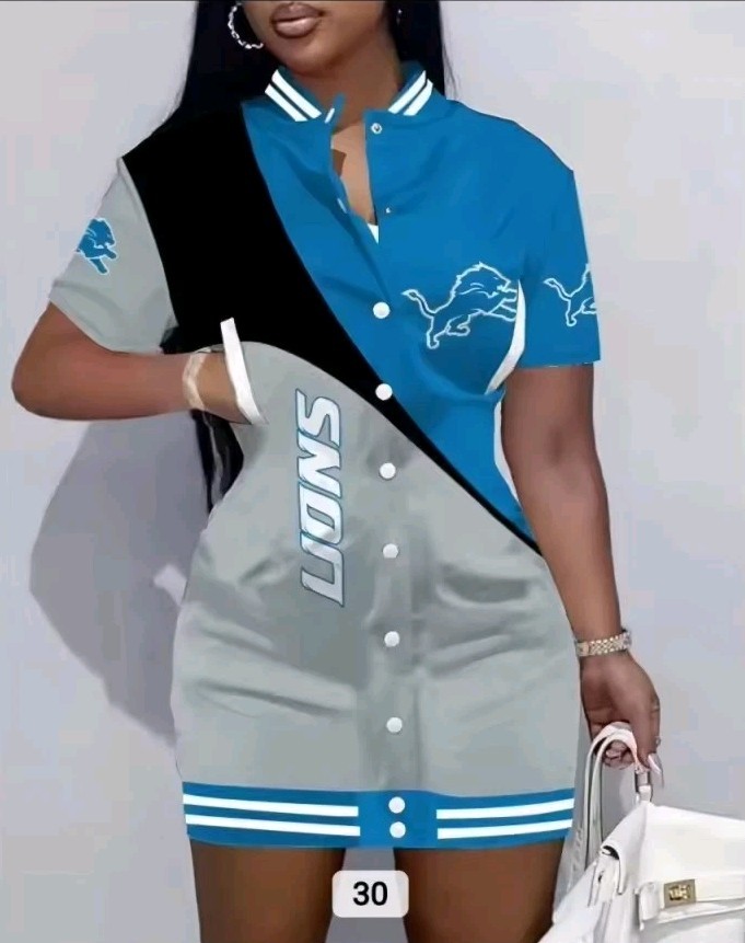 Detroit Lions Women’s Medium Blue/Gray/Black Polynesian Jacket/Shirt