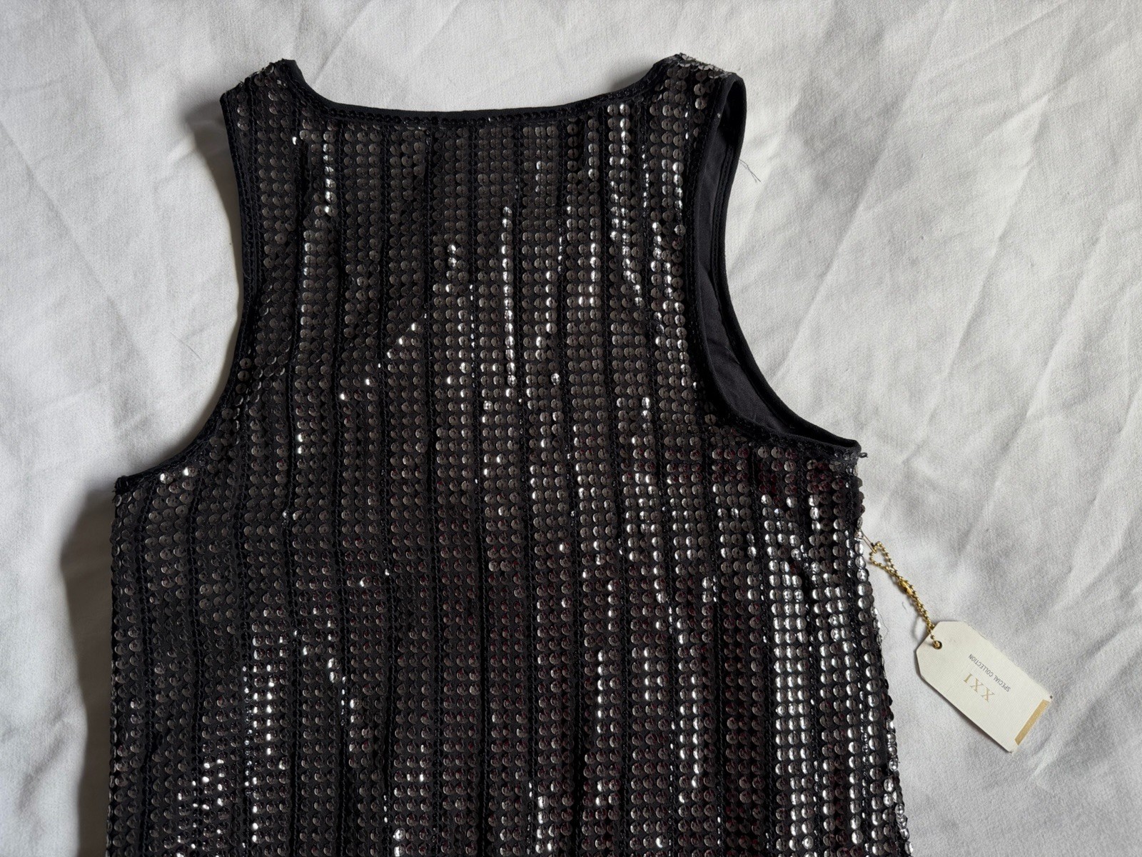 NWT XXI Dress S SMALL Black Silver Sequins Sparkly Cocktail Party Forever 21