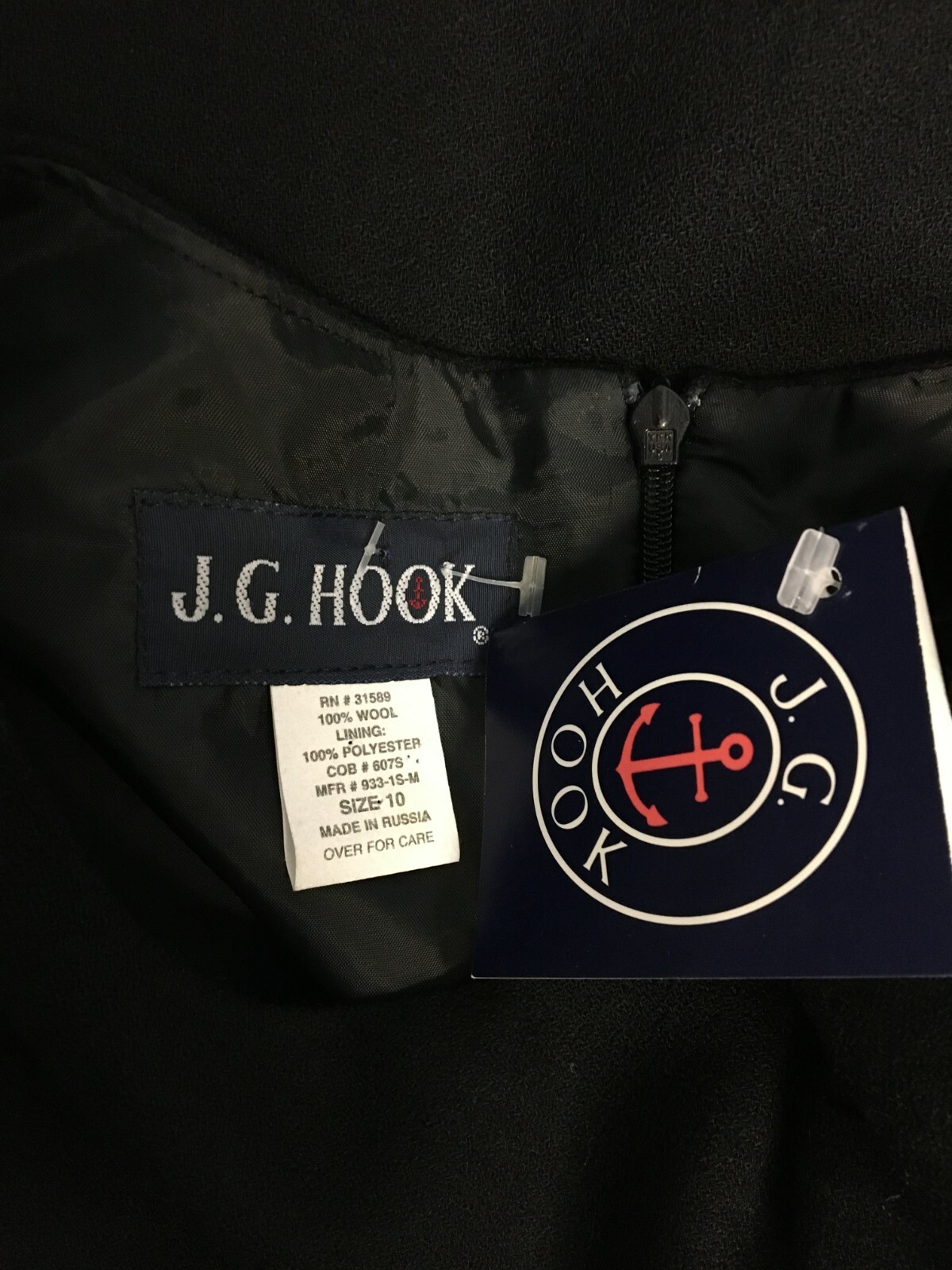 JG Hook Black Wool Fully Lined Short Sleeve A Line Dress Size 10 NWTS!