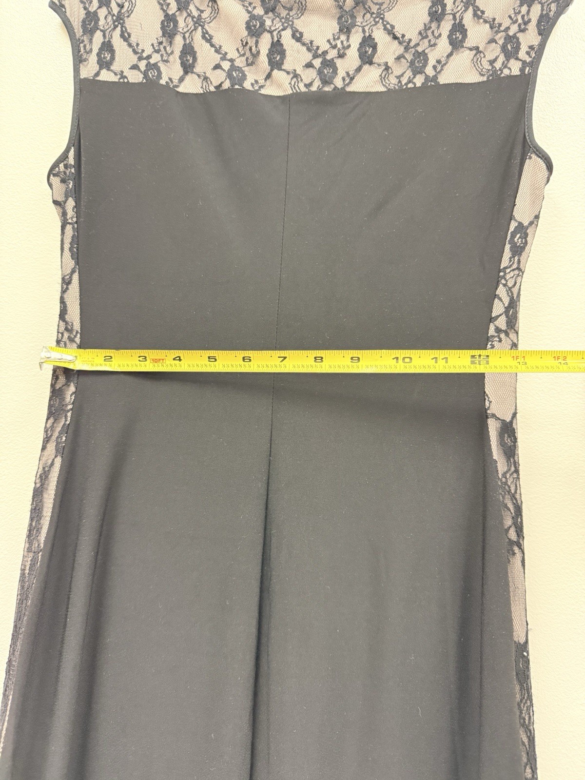 CHAPS Est. 1978-Women’s M Rutched Black Dress Lace Lined Side Panels – Classy!!