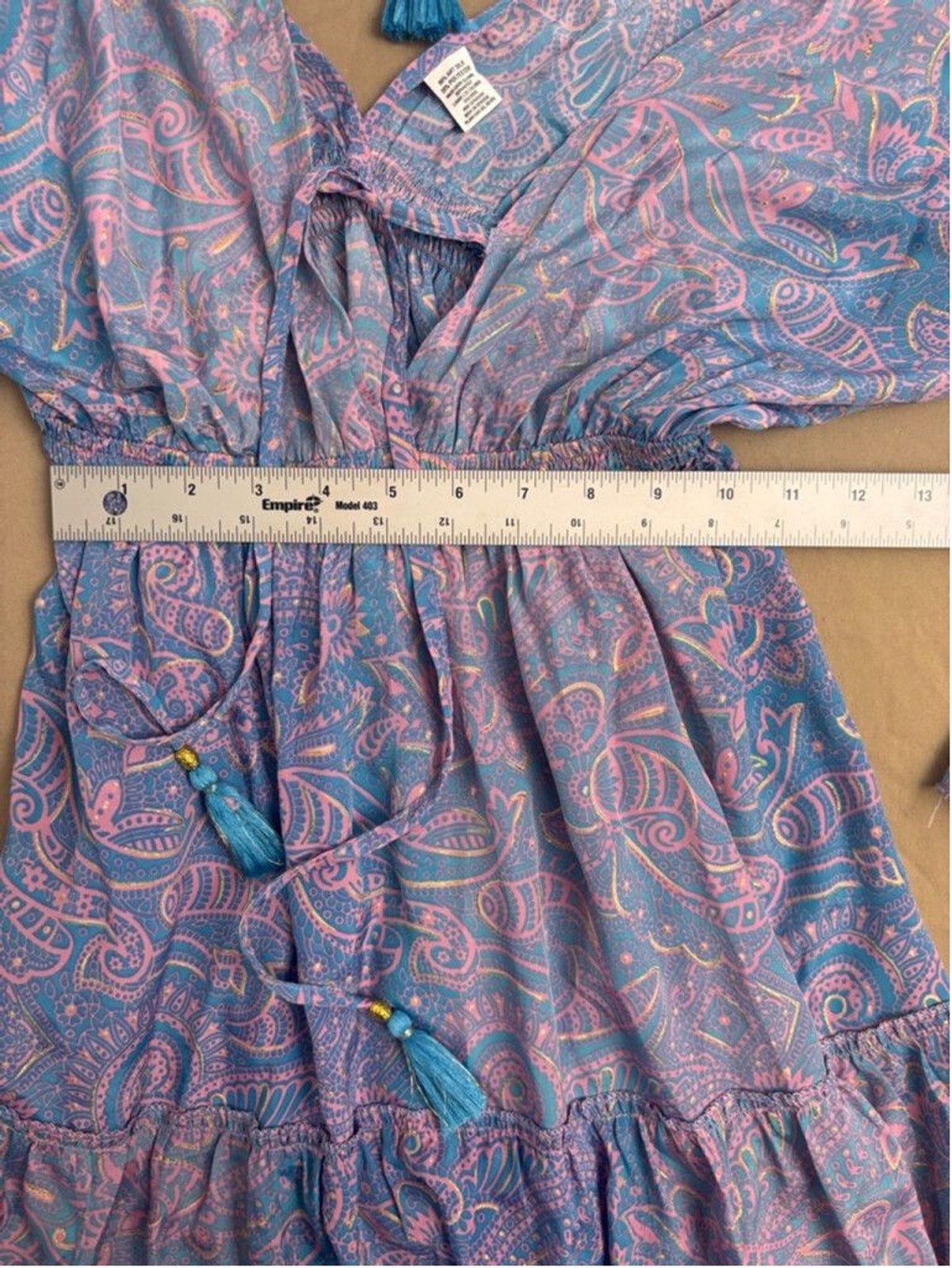 Art Silk Polyester Blend Mini Dress Women’s Size M Blue Pink