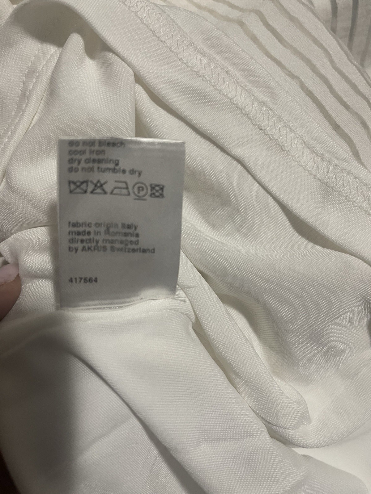 Akris Punto White Sheer Stripe Snap Front Pleated A-Line Midi Dress US L