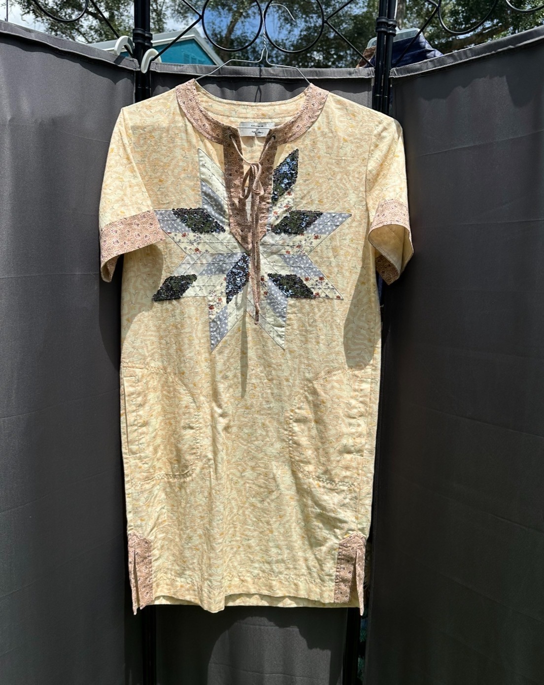Coach X Keith Haring Quilted Patchwork T-Shirt Shift Dress Size 0 XS