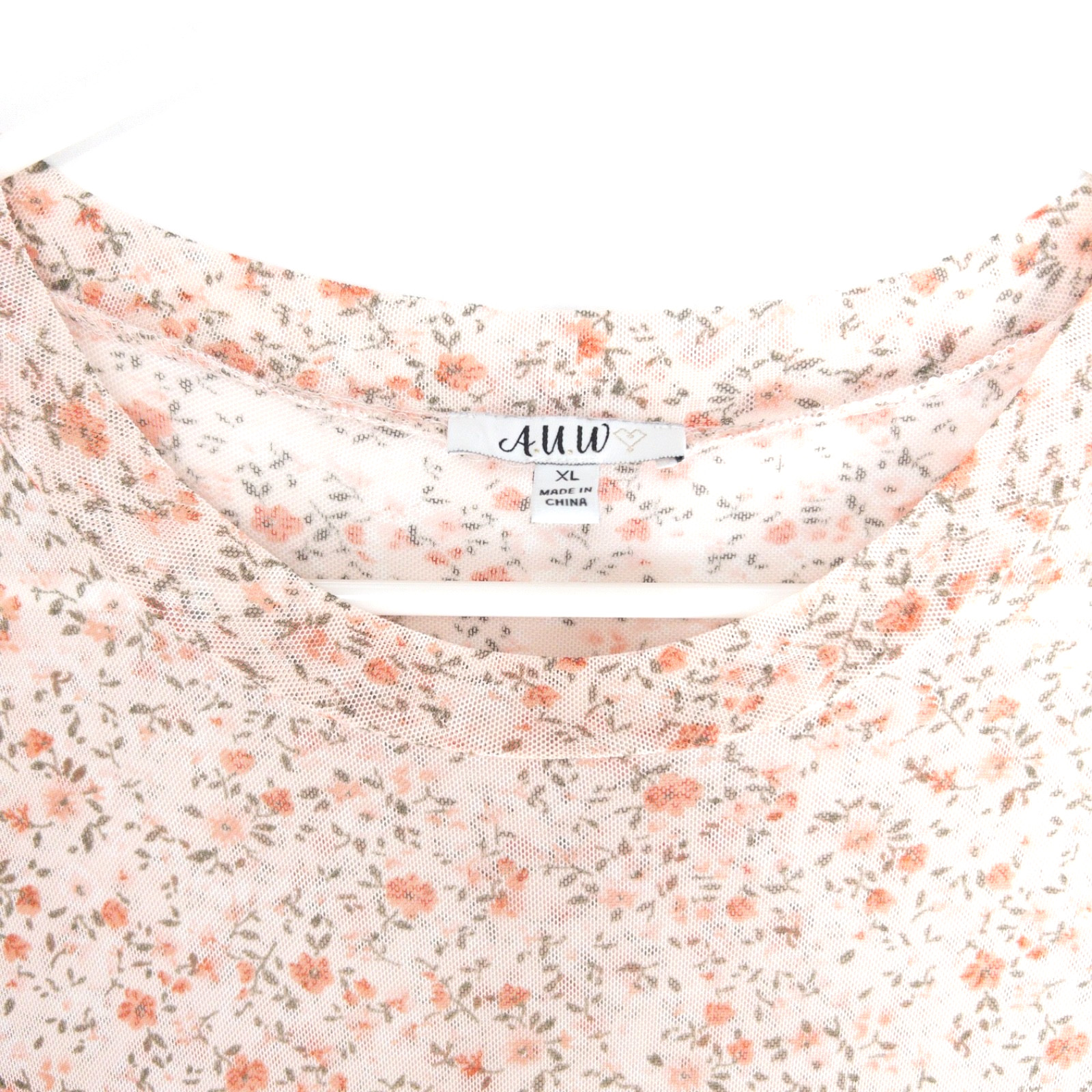 AUW Sheer Mesh Overlay Baby Pink Cottage Soft Girl Dainty Midi Dress Womens XL