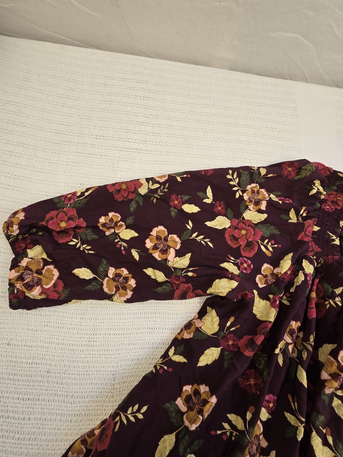 Lane Bryant Purple Floral Smocked Square Neck Belted Lined Midi Dress 14/16