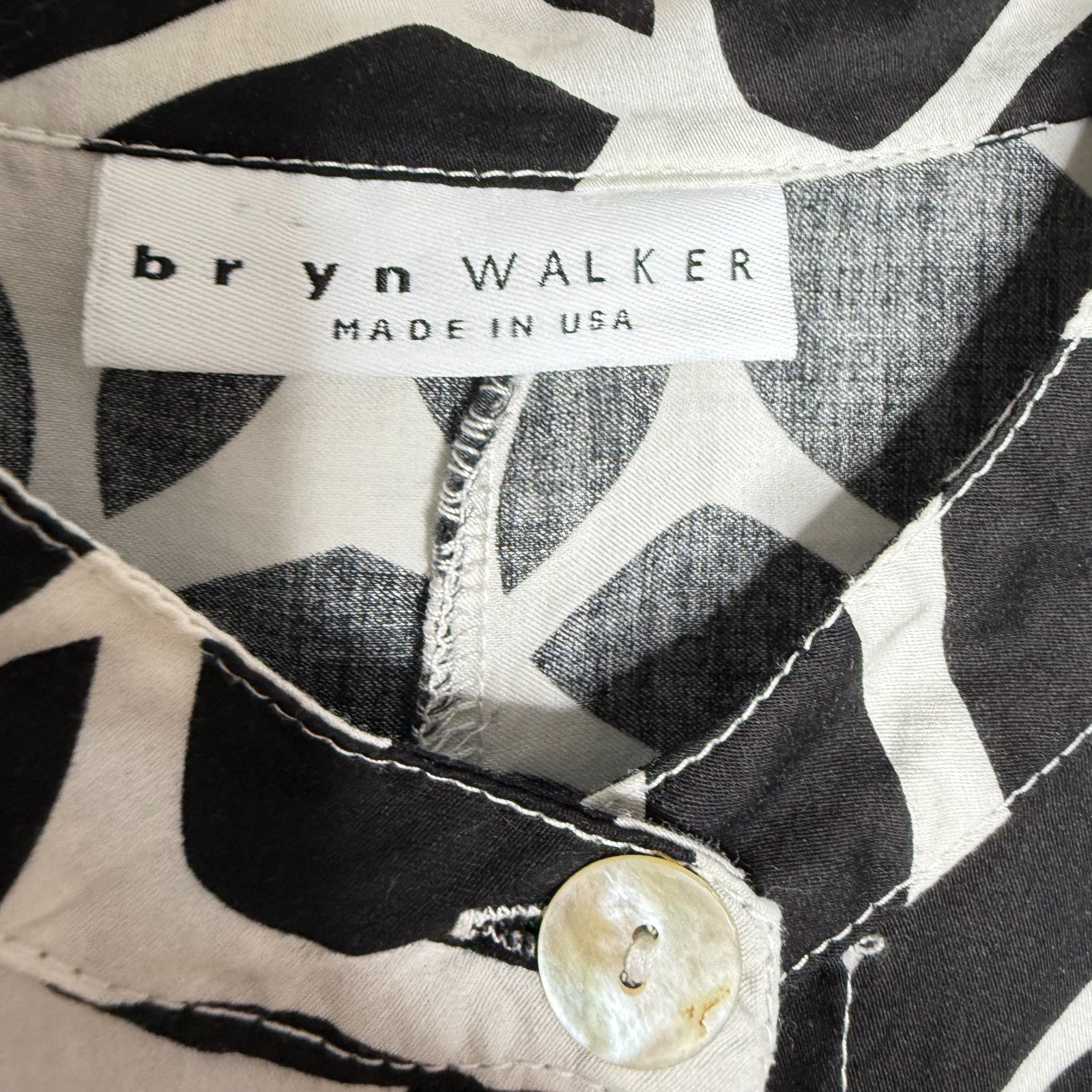 Bryn Walker XXS Black & White Cotton Winona Lagenlook Tunic Dress Pockets