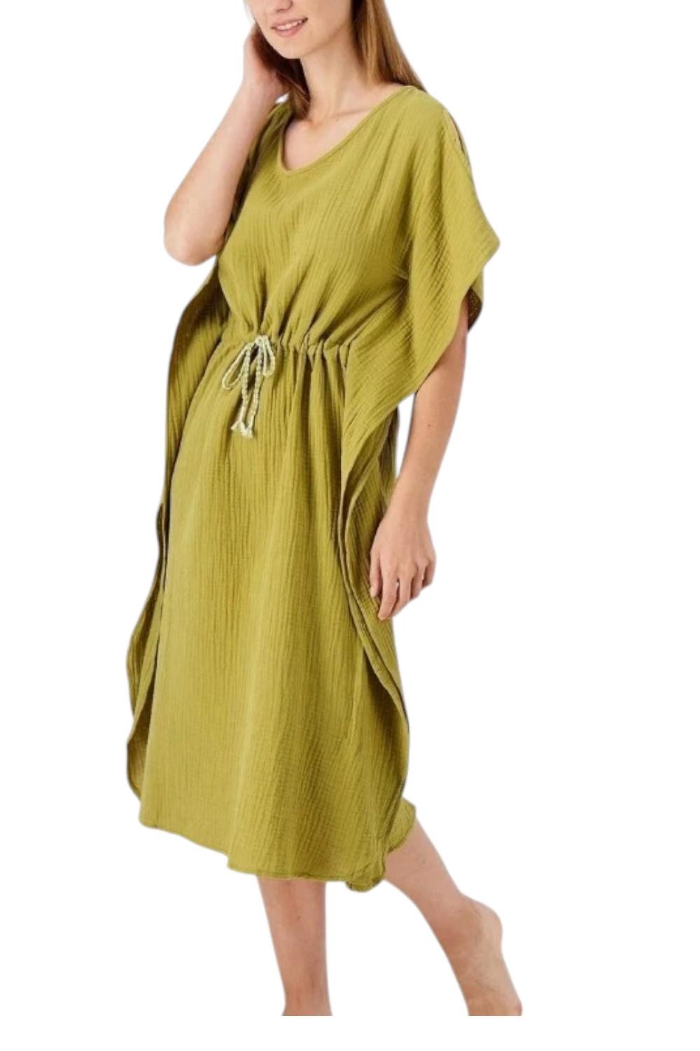 Cuddl Duds Women’s Airy Lounge Cloud Gauze Caftan Moss