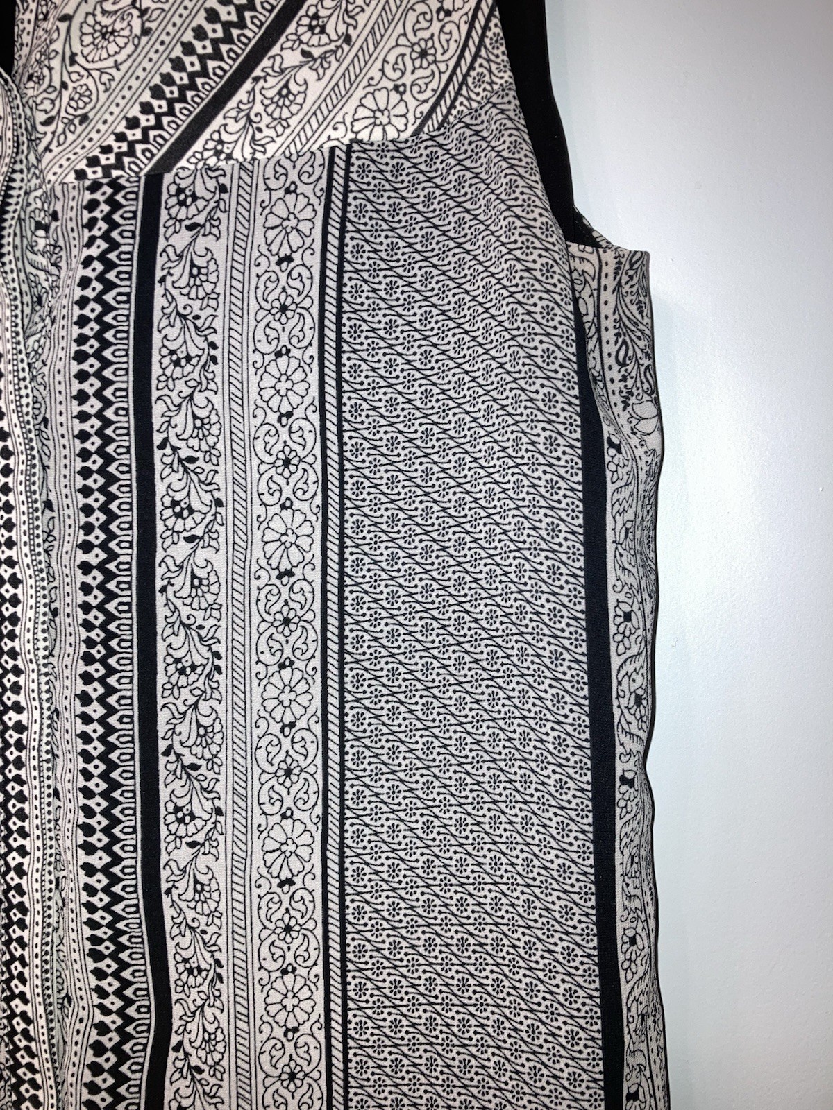 Bailey 44 Black & White Stripe Print Sleeveless Collar Shift Dress Medium