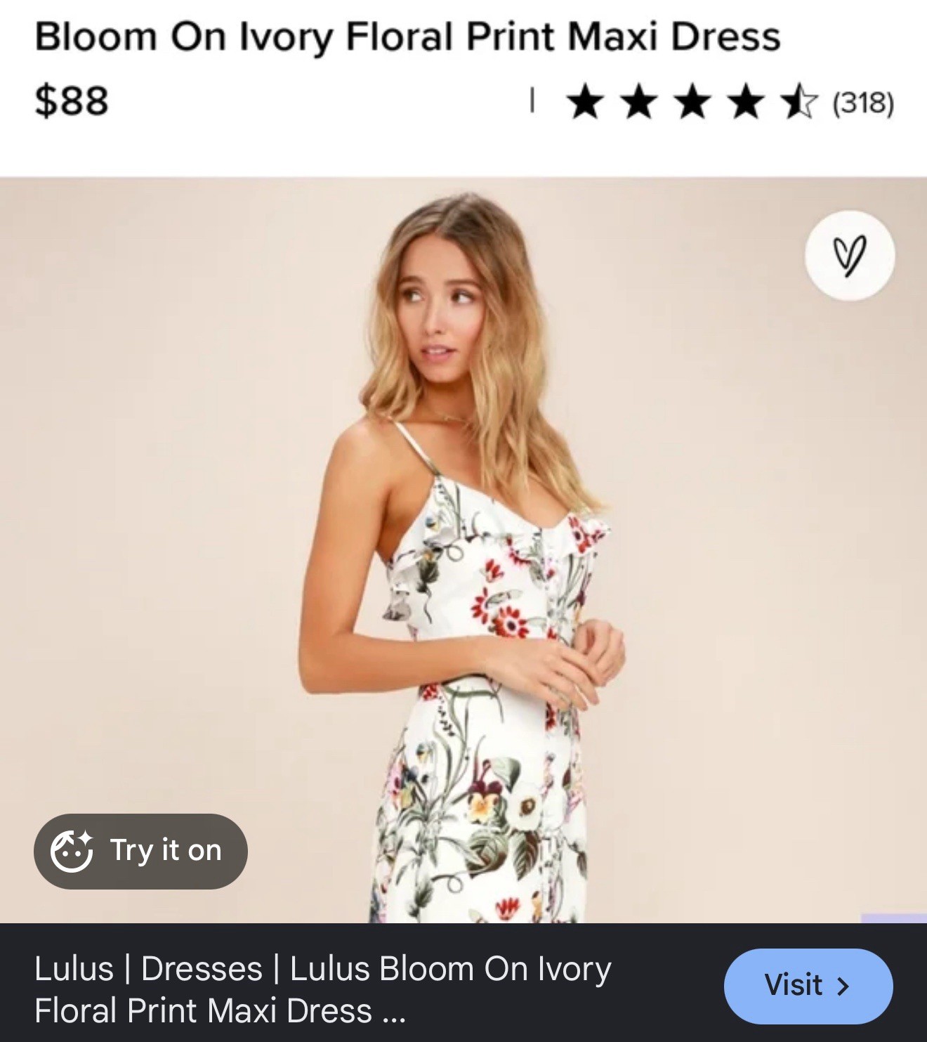 Lulus Bloon Floral Print Ruffle Maxi Dress (Bloom On Ivory Floral Print)