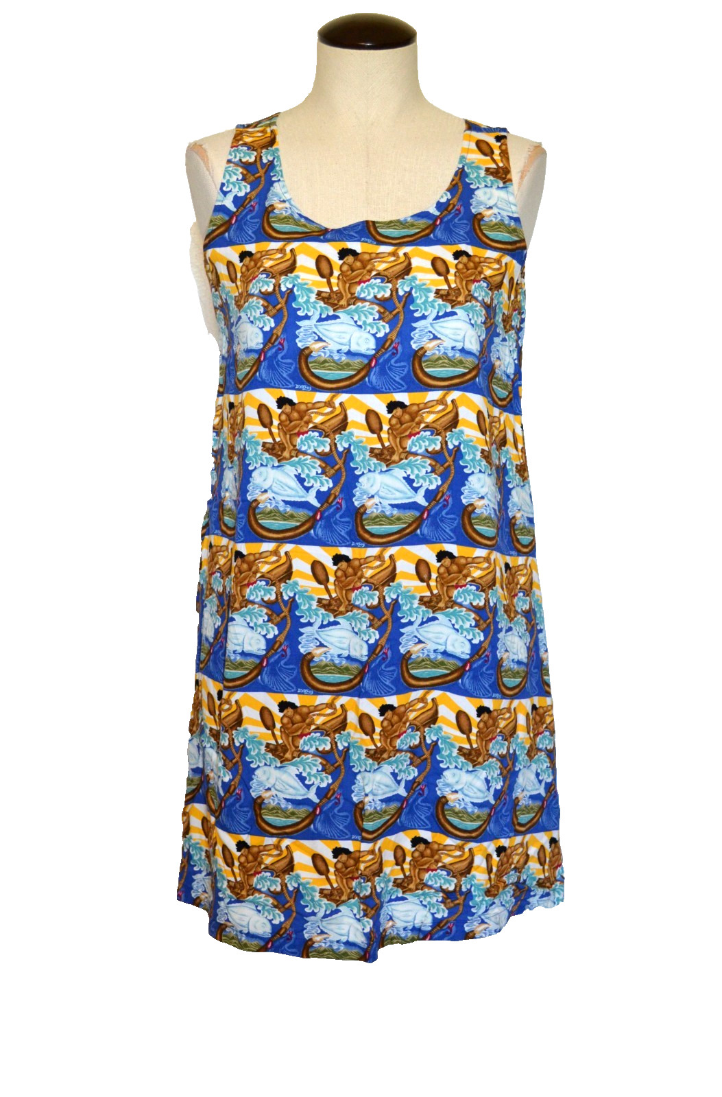 REYN SPOONER Dietrich Varez Sleeveless Sundress Womens XS Aloha Tribal Canoe