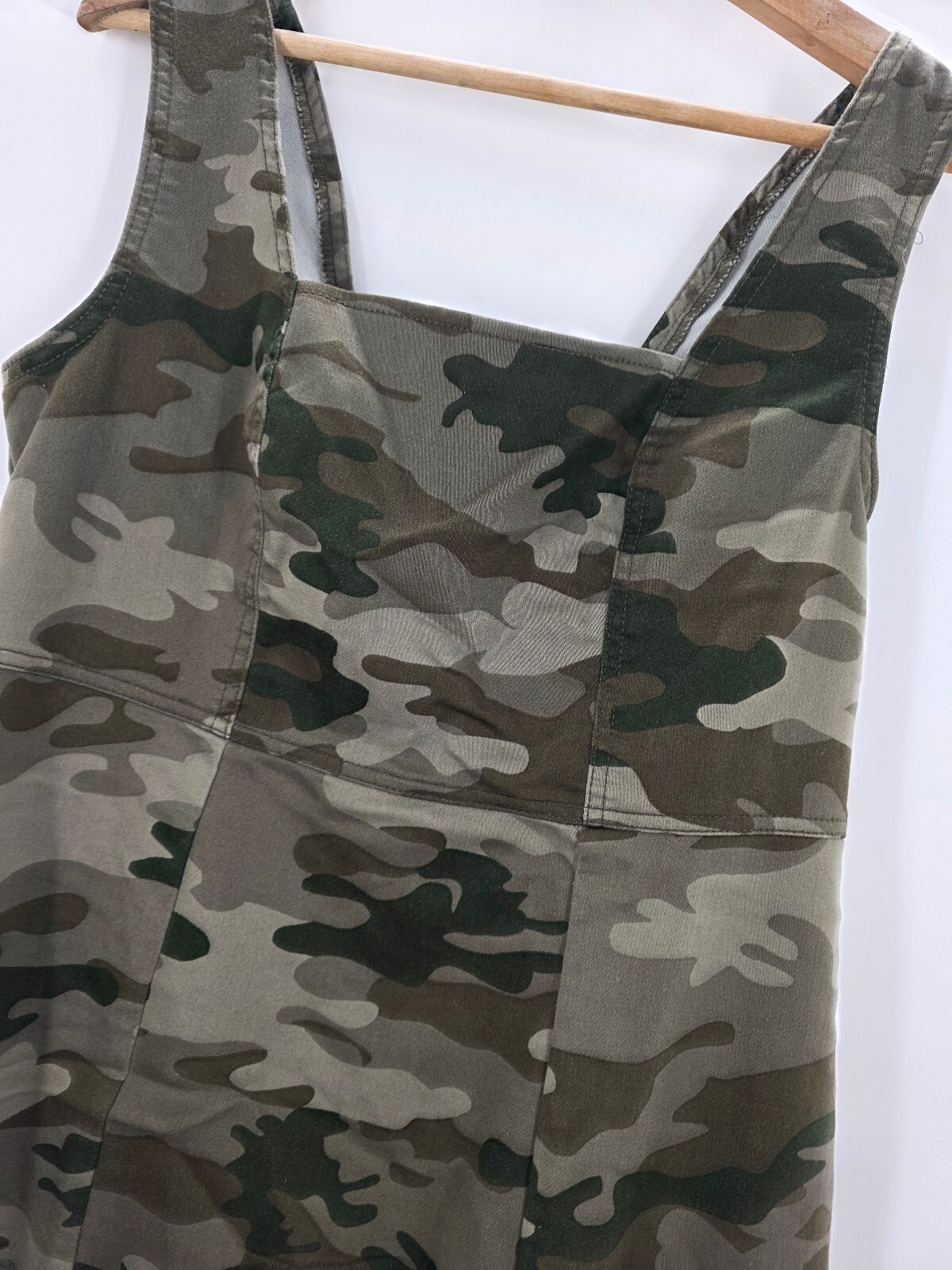 Camouflage Print Sleeveless Mini Dress with Square Neck