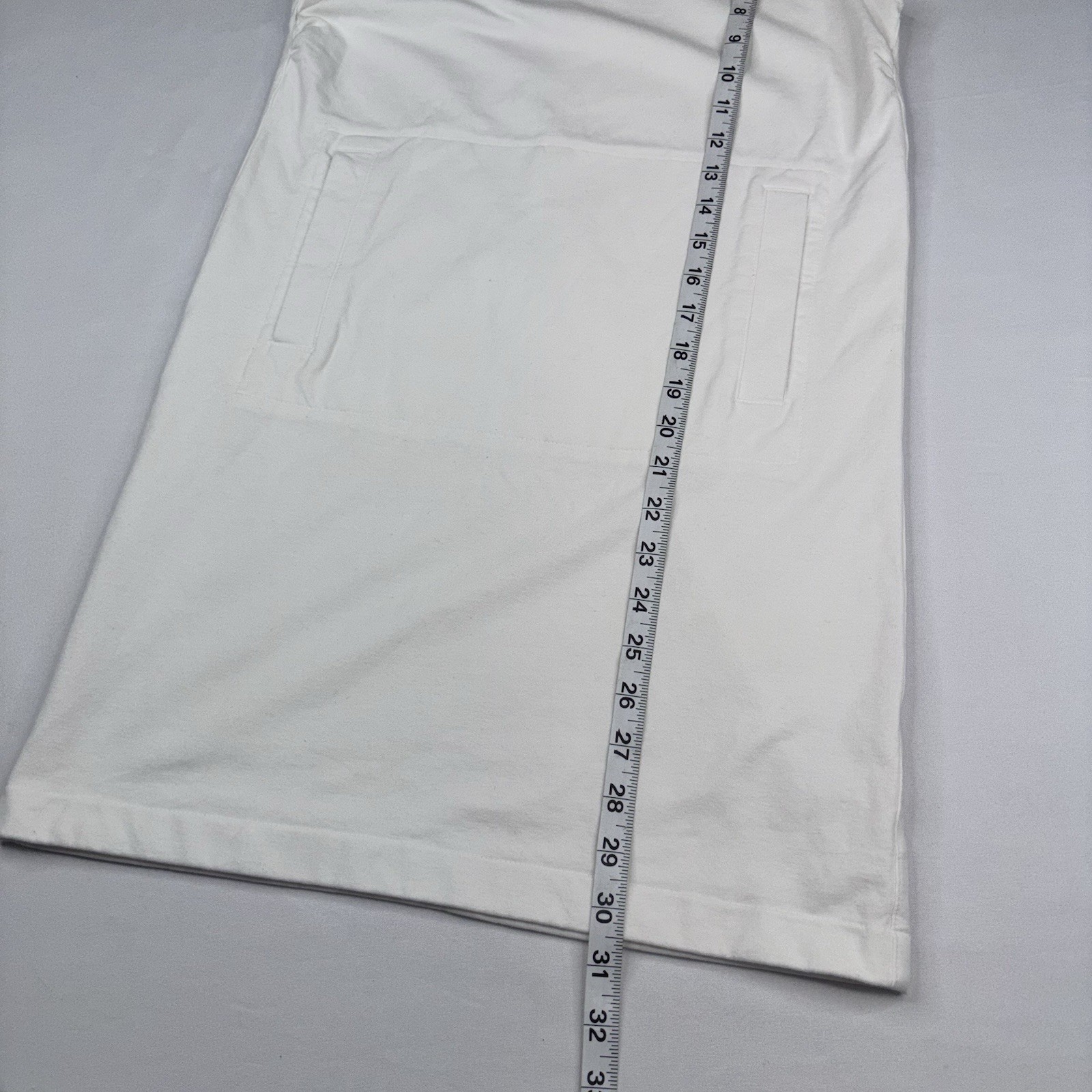 Norma Kamali White Sleeveless Mini Dress S Round Neck Knit Pockets