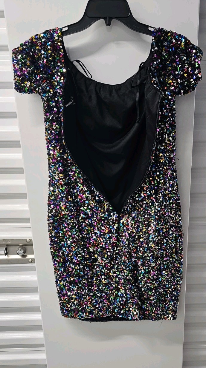 Gianni Bini Off the Shoulder Rainbow Sequin Confetti Dress Size 6