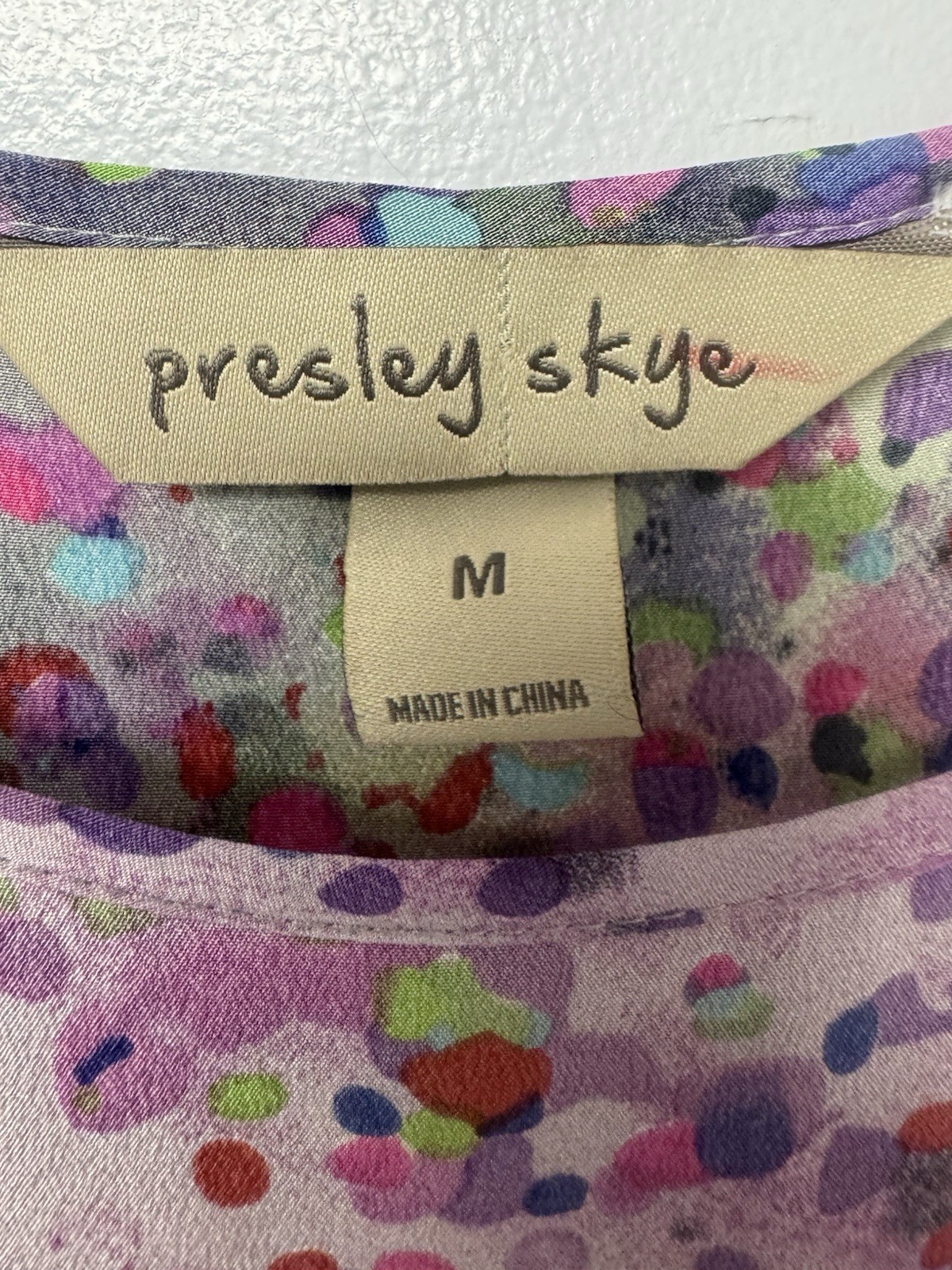 Presley Skye 100% Silk Abstract Watercolor Tie Waist Dress M Wedding Romantic U
