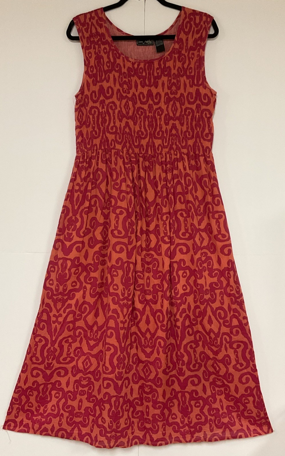 Jane Ashley XL Sleeveless Long Dress Tank Sundress Smocked W/liner Cotton NWOT