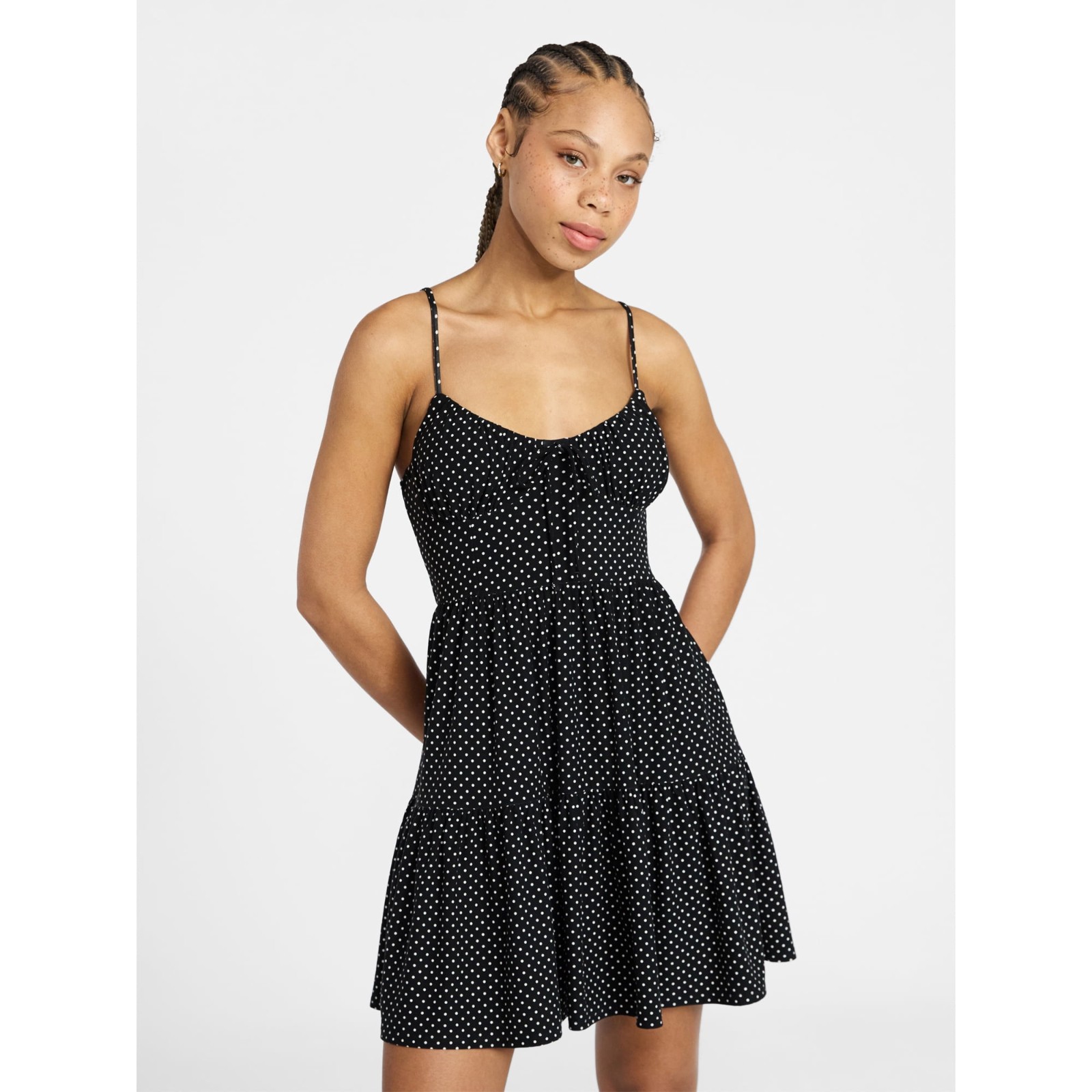 No Boundaries Women’s Tiered Mini Dress Sizes (M 8-10) (L 12-14) NWT Polka Dot