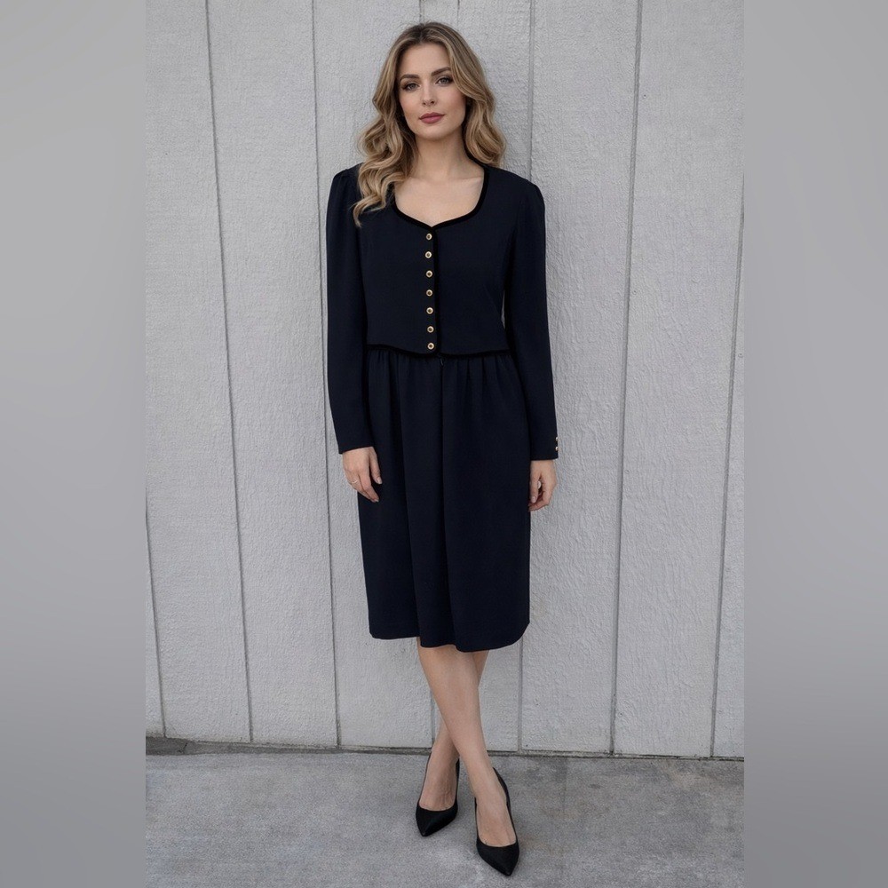 Escada Margaretha Ley Wool Black Dress Size EU 40